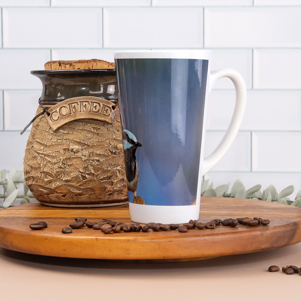 Bush Birds - Latte / Coffee Mugs- Laughing Kookaburra, Superb Fairy-wren