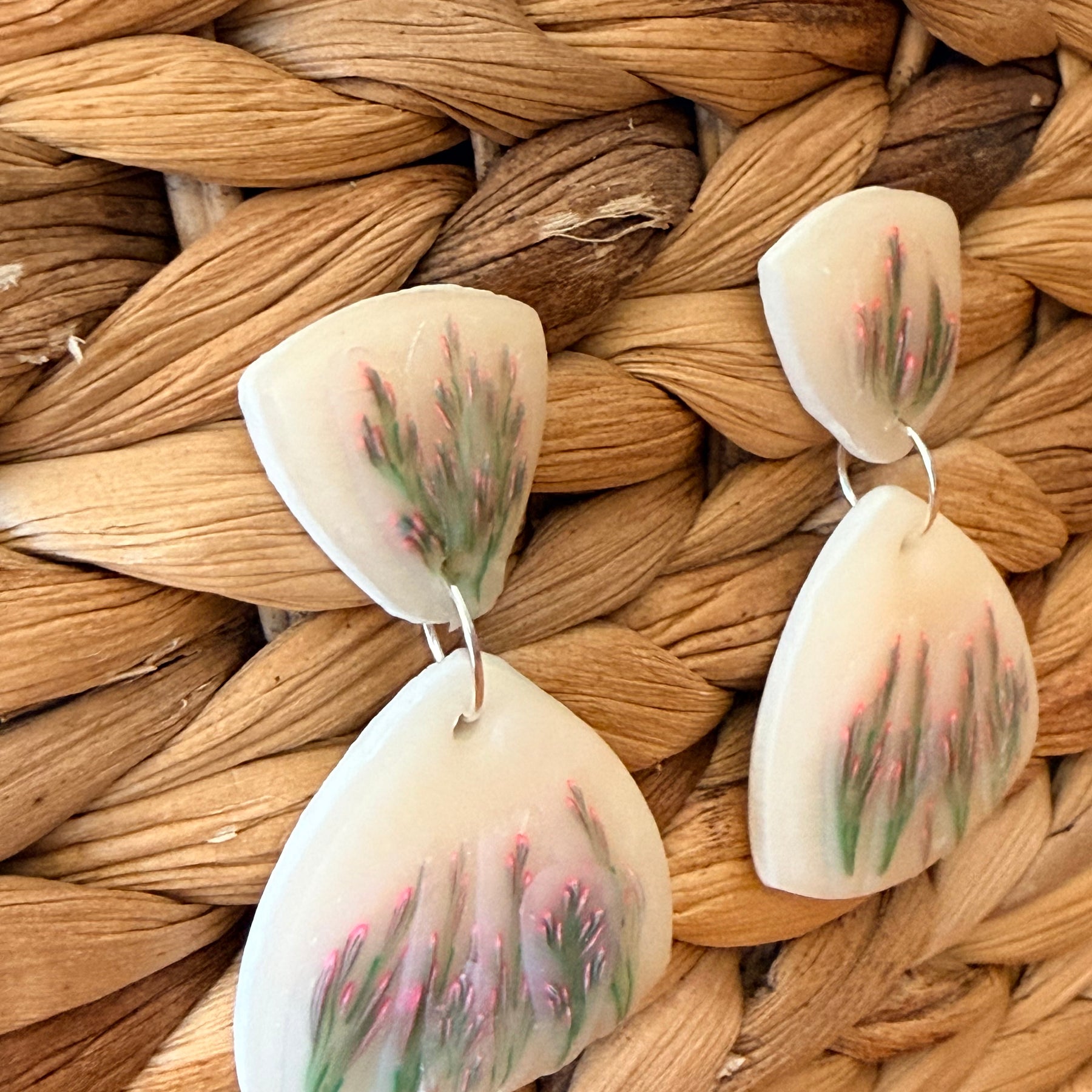 Lavender Polymer Clay Dangle Earrings