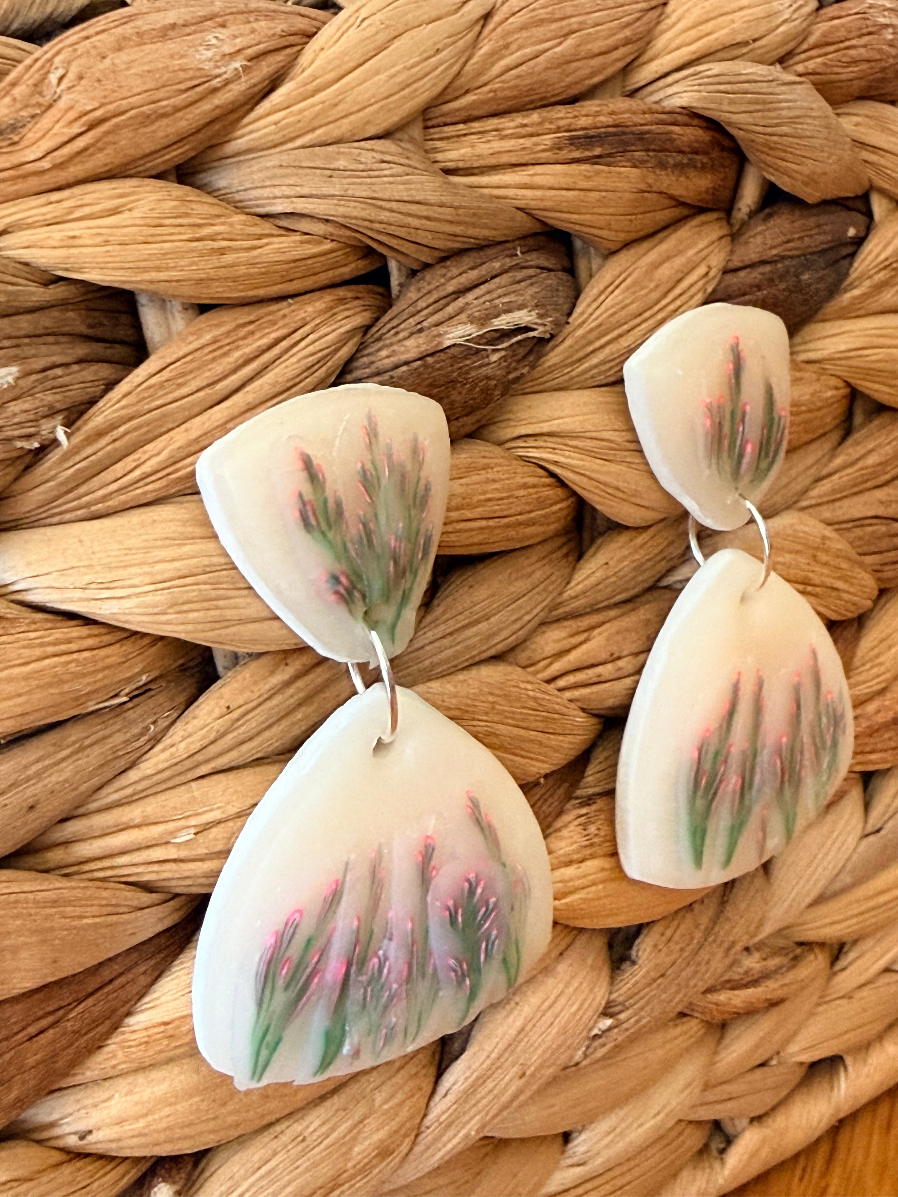 Lavender Polymer Clay Dangle Earrings