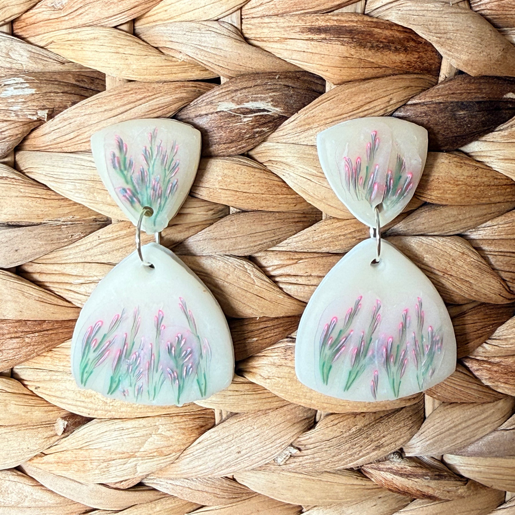 Lavender Polymer Clay Dangle Earrings