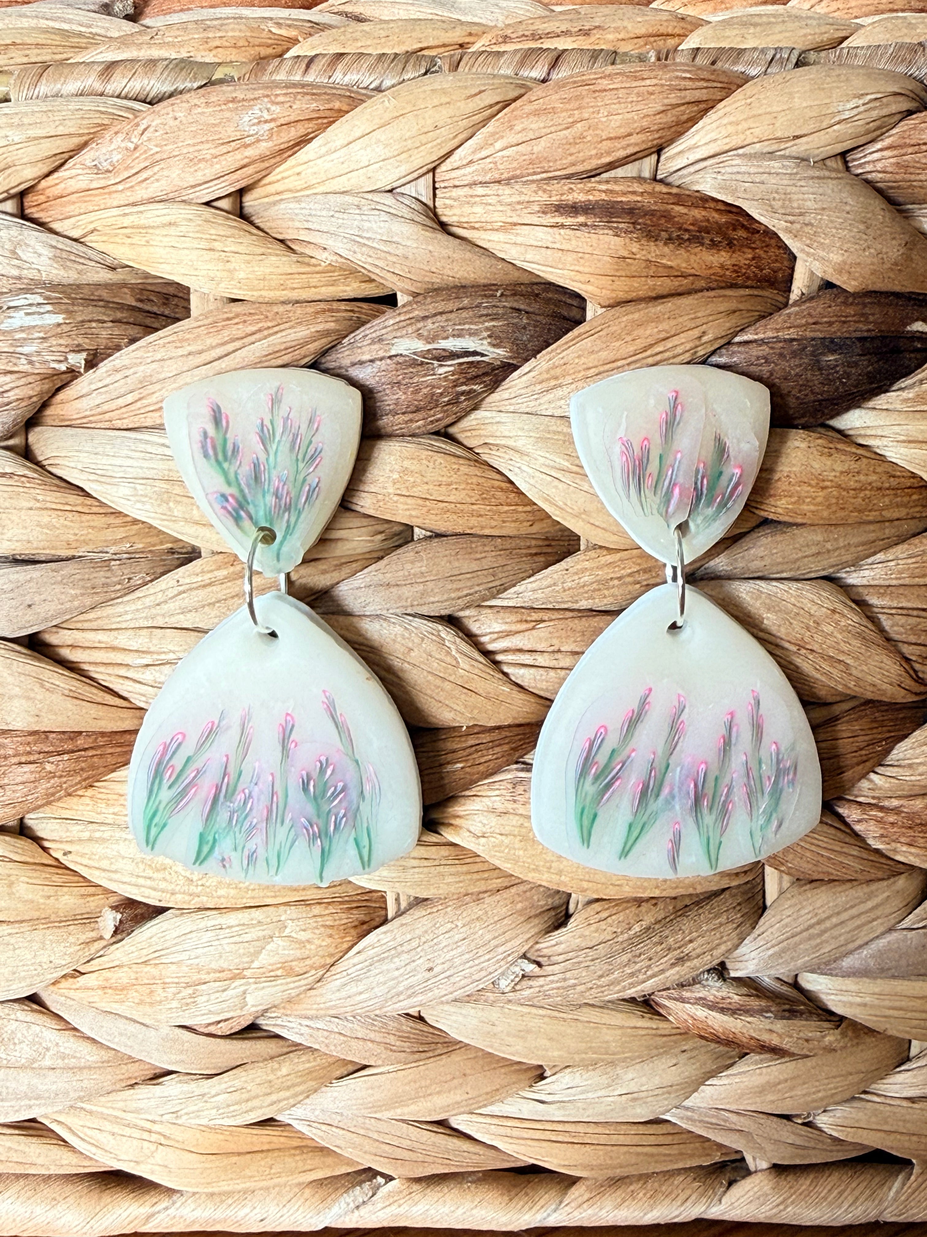 Lavender Polymer Clay Dangle Earrings
