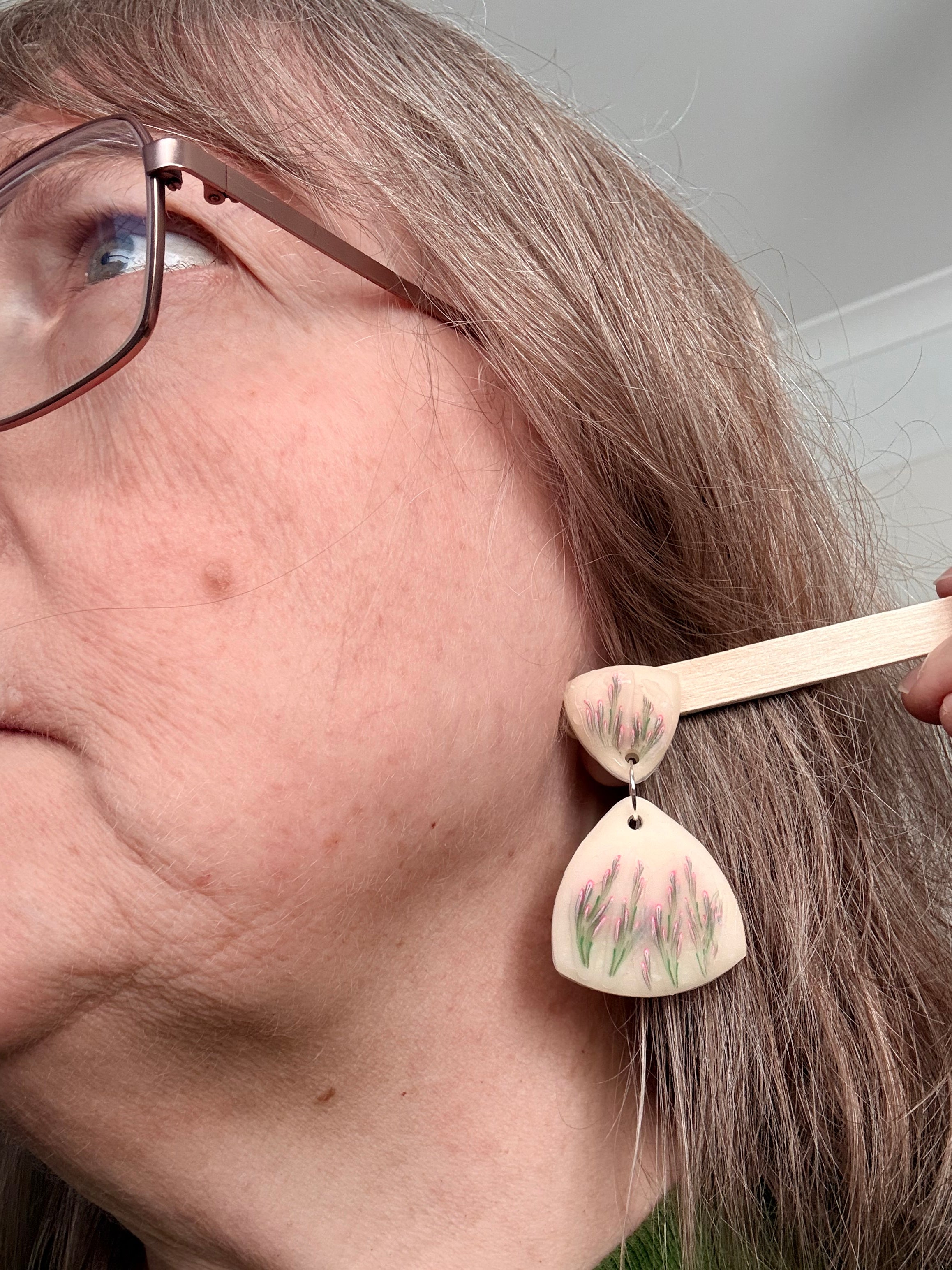 Lavender Polymer Clay Dangle Earrings