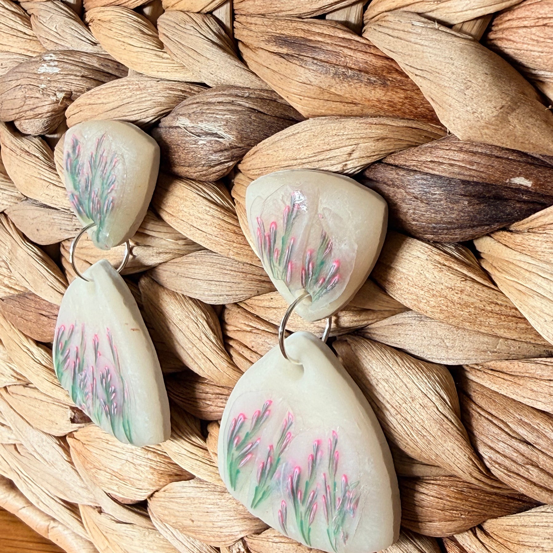 Lavender Polymer Clay Dangle Earrings