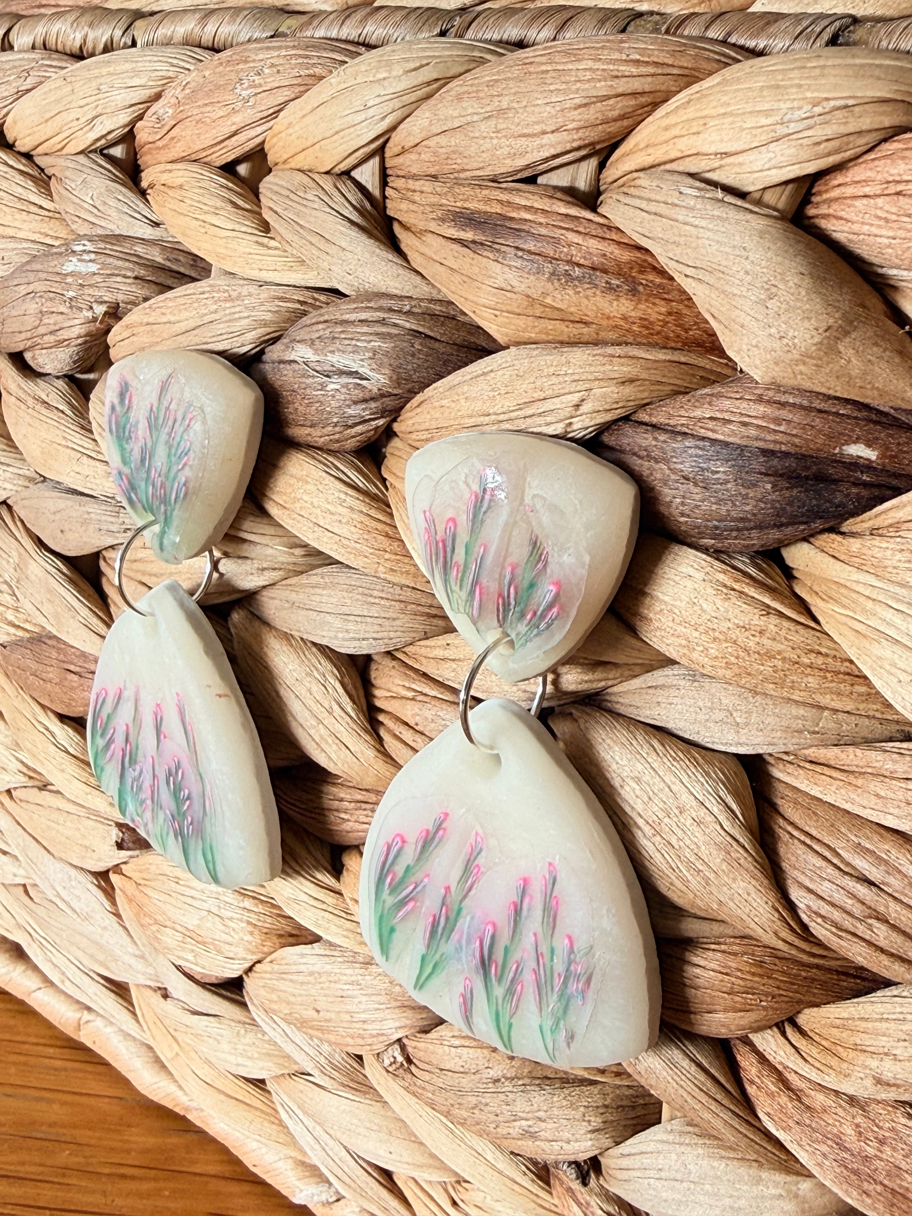 Lavender Polymer Clay Dangle Earrings