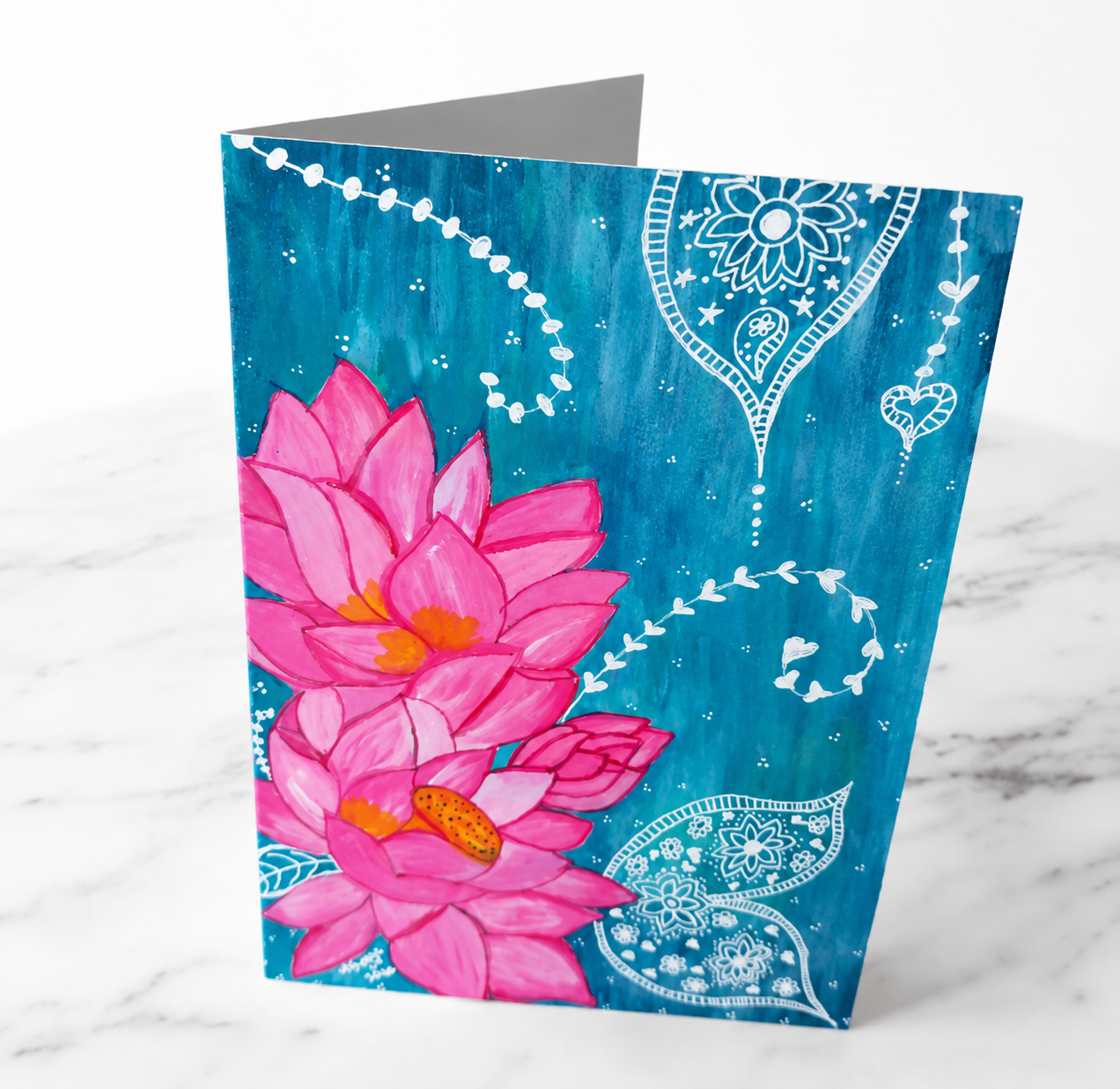 Pink Lotus Blank Greeting Card