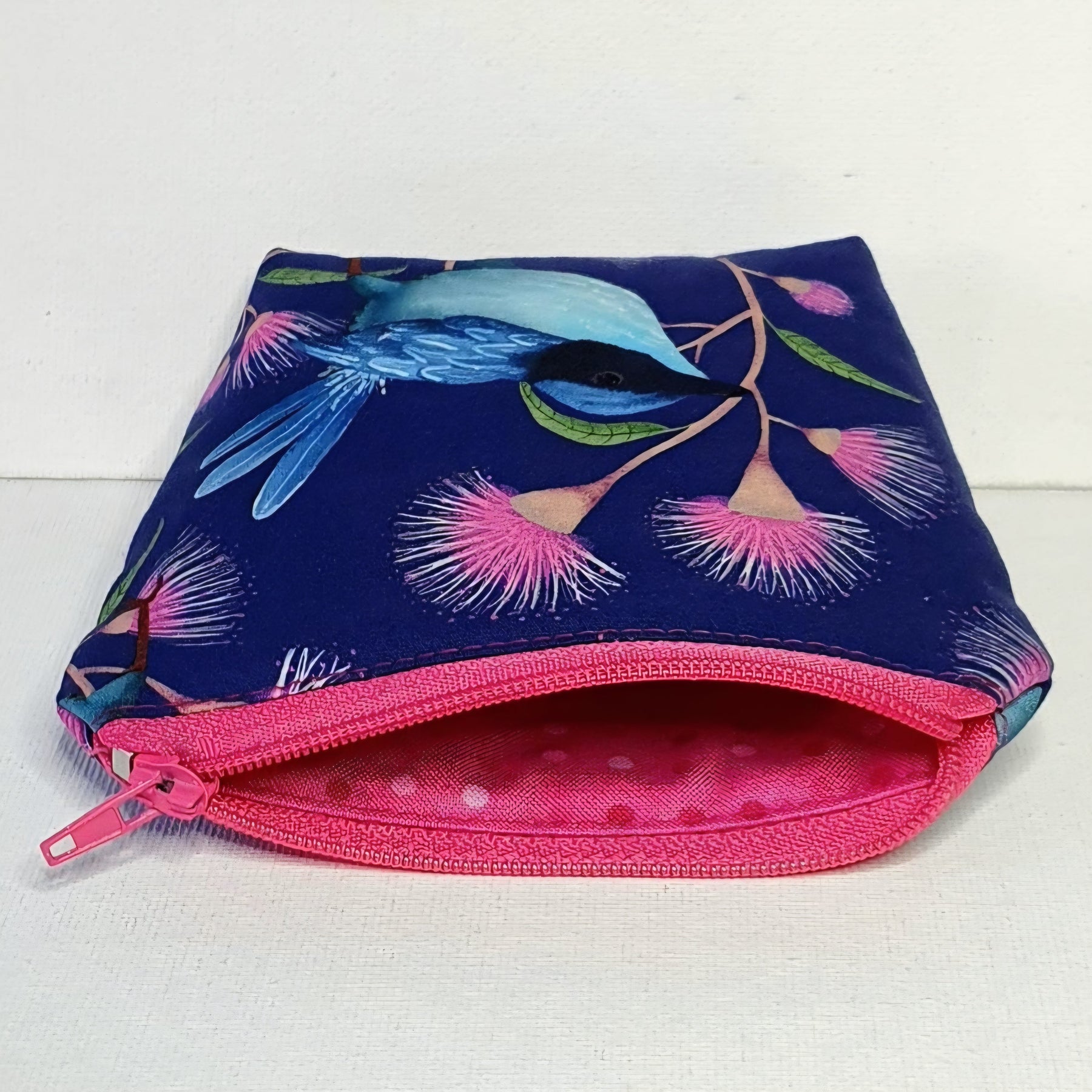 SMALL pouch with a Pretty Blue Wren Design