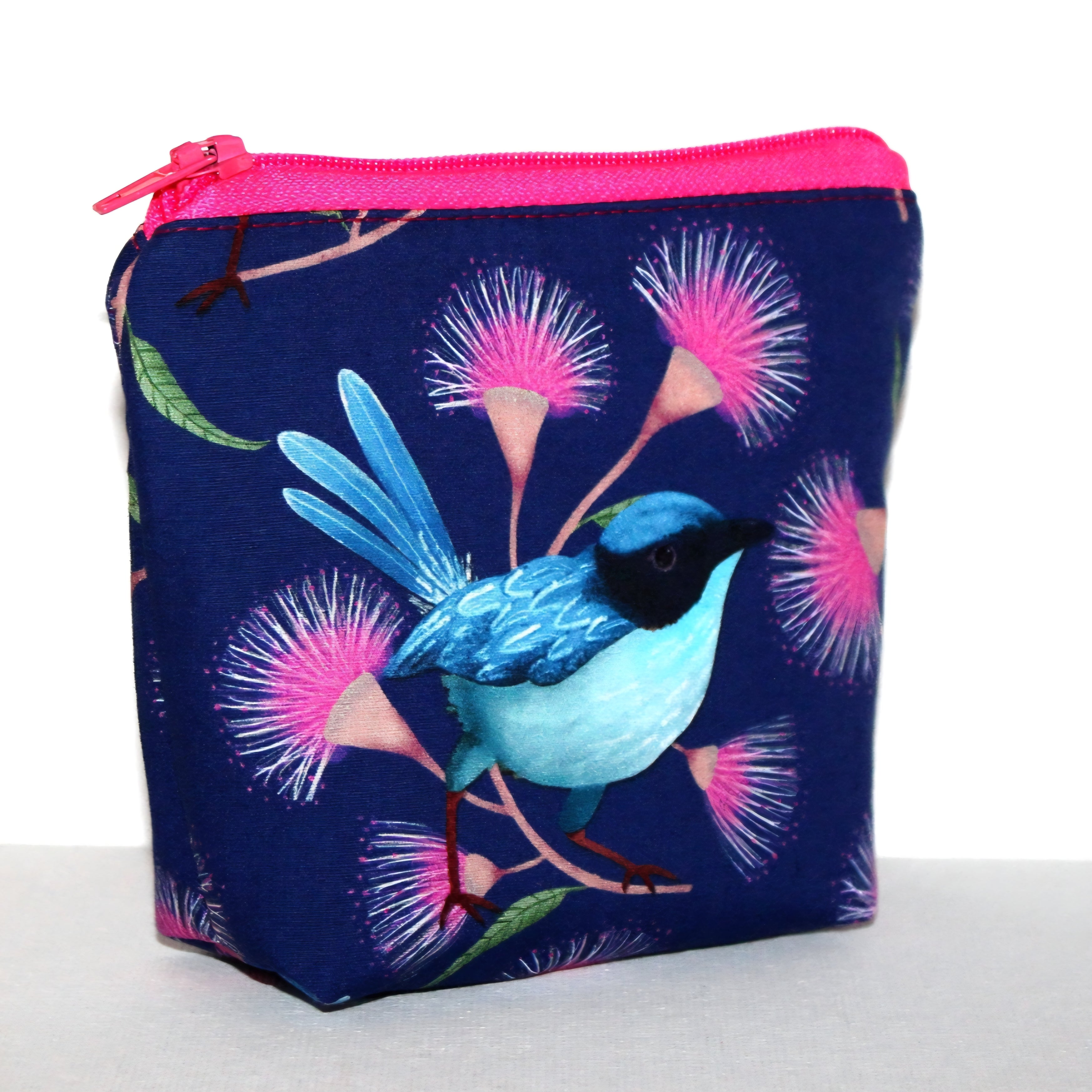 SMALL pouch with a Blue Wren Design