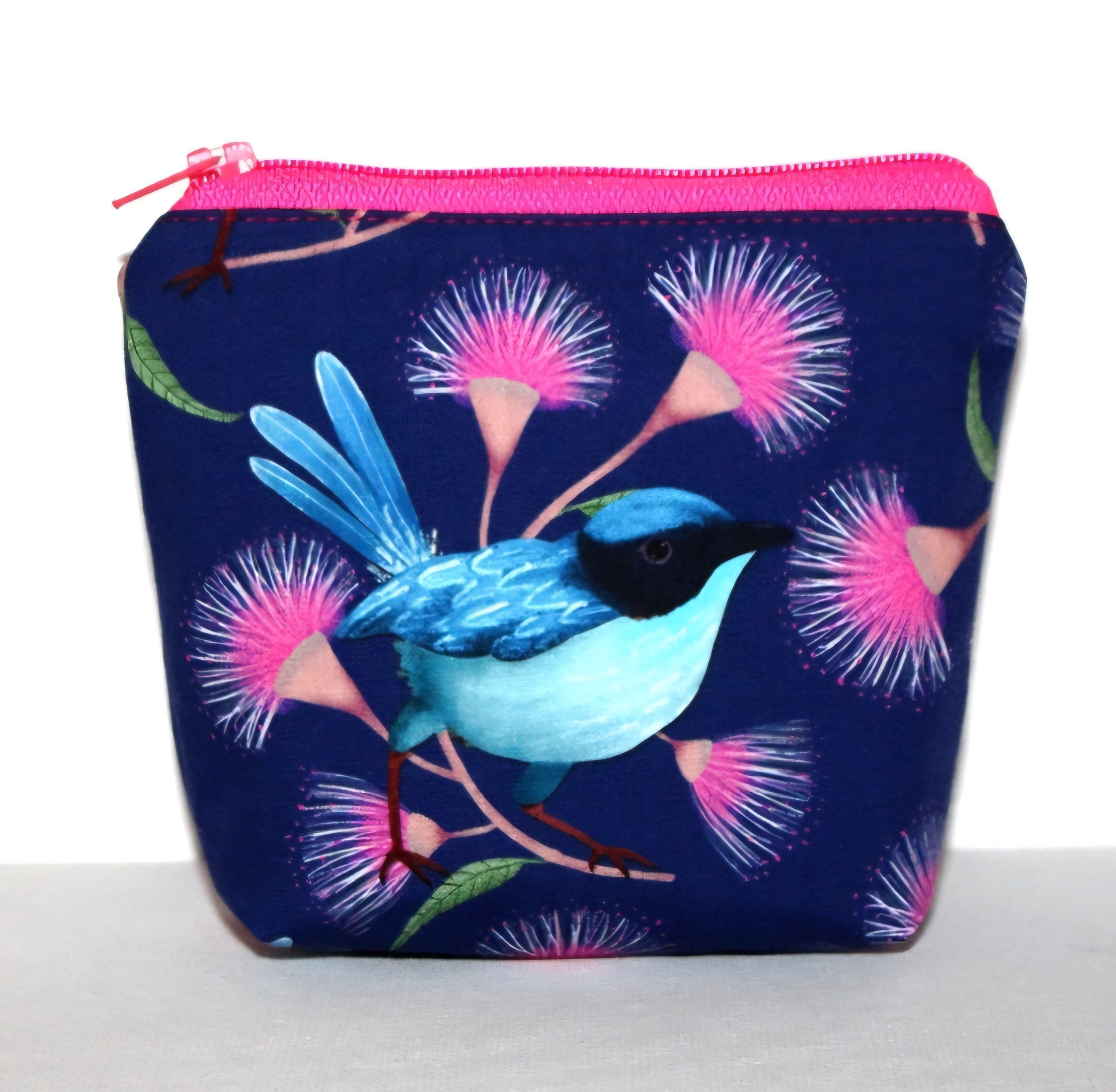 SMALL pouch with a Pretty Blue Wren Design