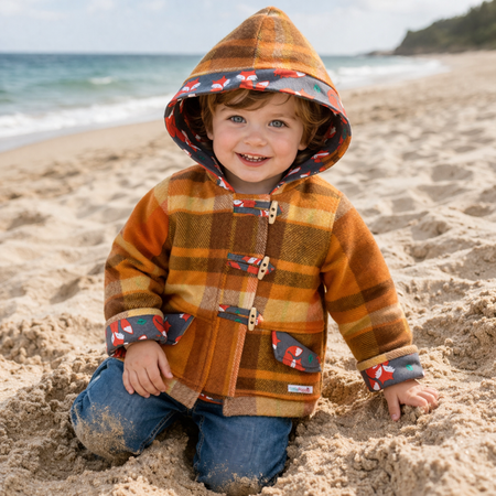 Upcycled Blanket Duffle Coat with Foxy Lining