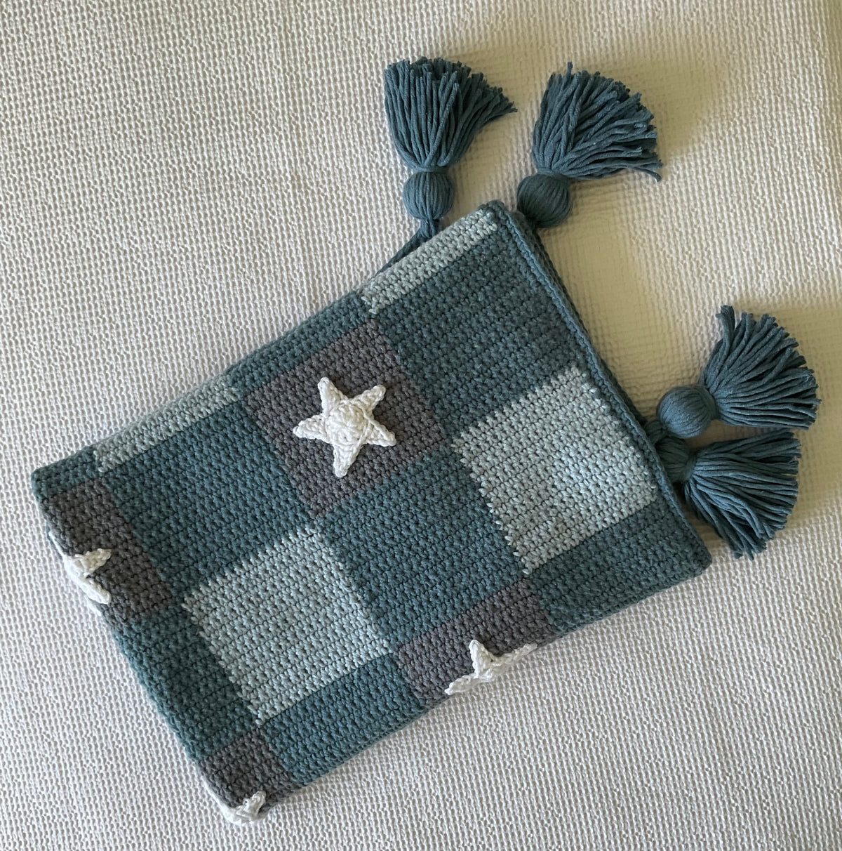 Blue Gingham Blanket with Stars