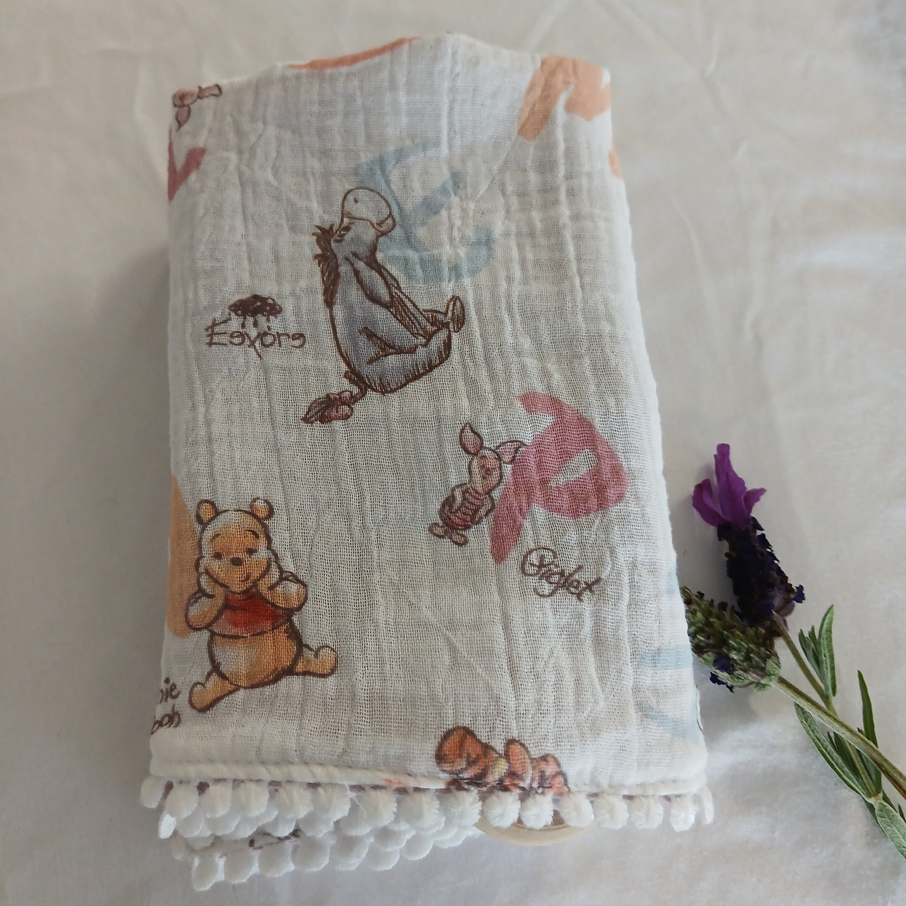 Handmade Double Gauze Dummy Comforter Set of 2 - 35x31cm with Beechwood Teething Ring - Dusty Pink