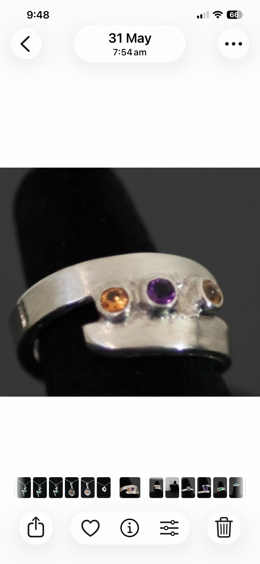 Citrine,Saphire and Amythyst ring in 925 Silver