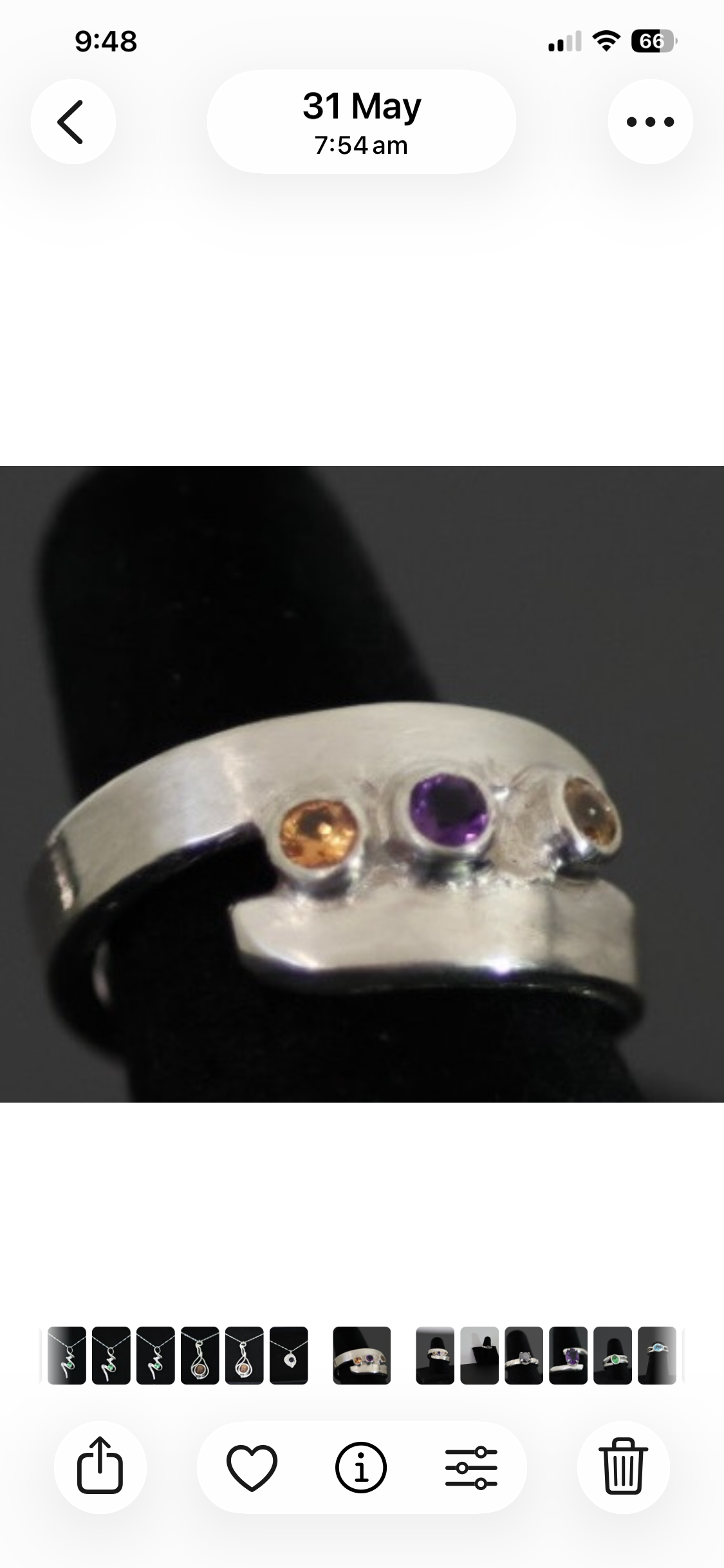 Citrine,Saphire and Amythyst ring in 925 Silver