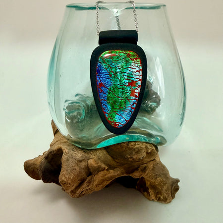 Cracked Foil Alcohol Ink Statement Pendant & Necklace