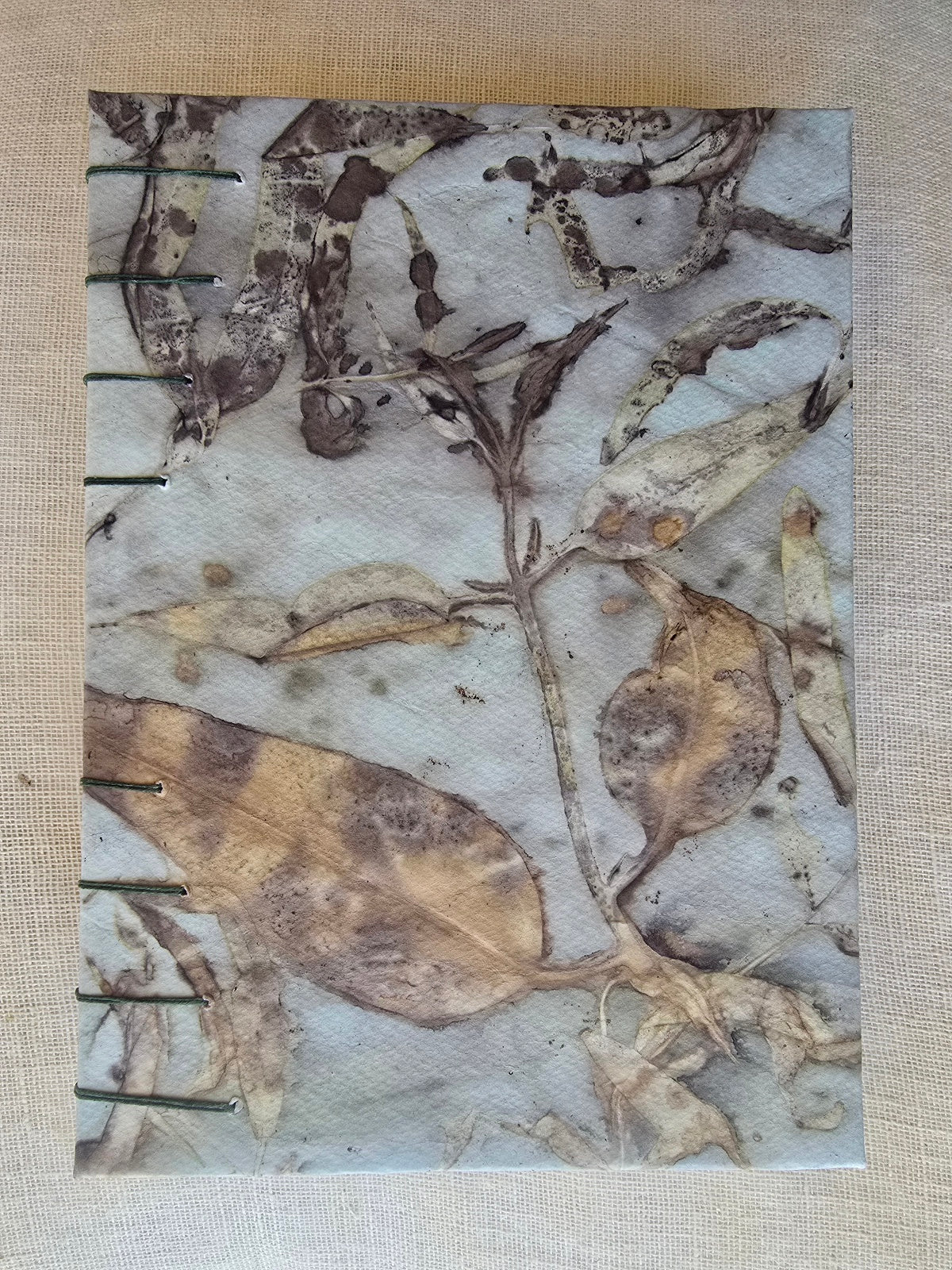 Hand Made Journal with Original Art Eco Print  Covers