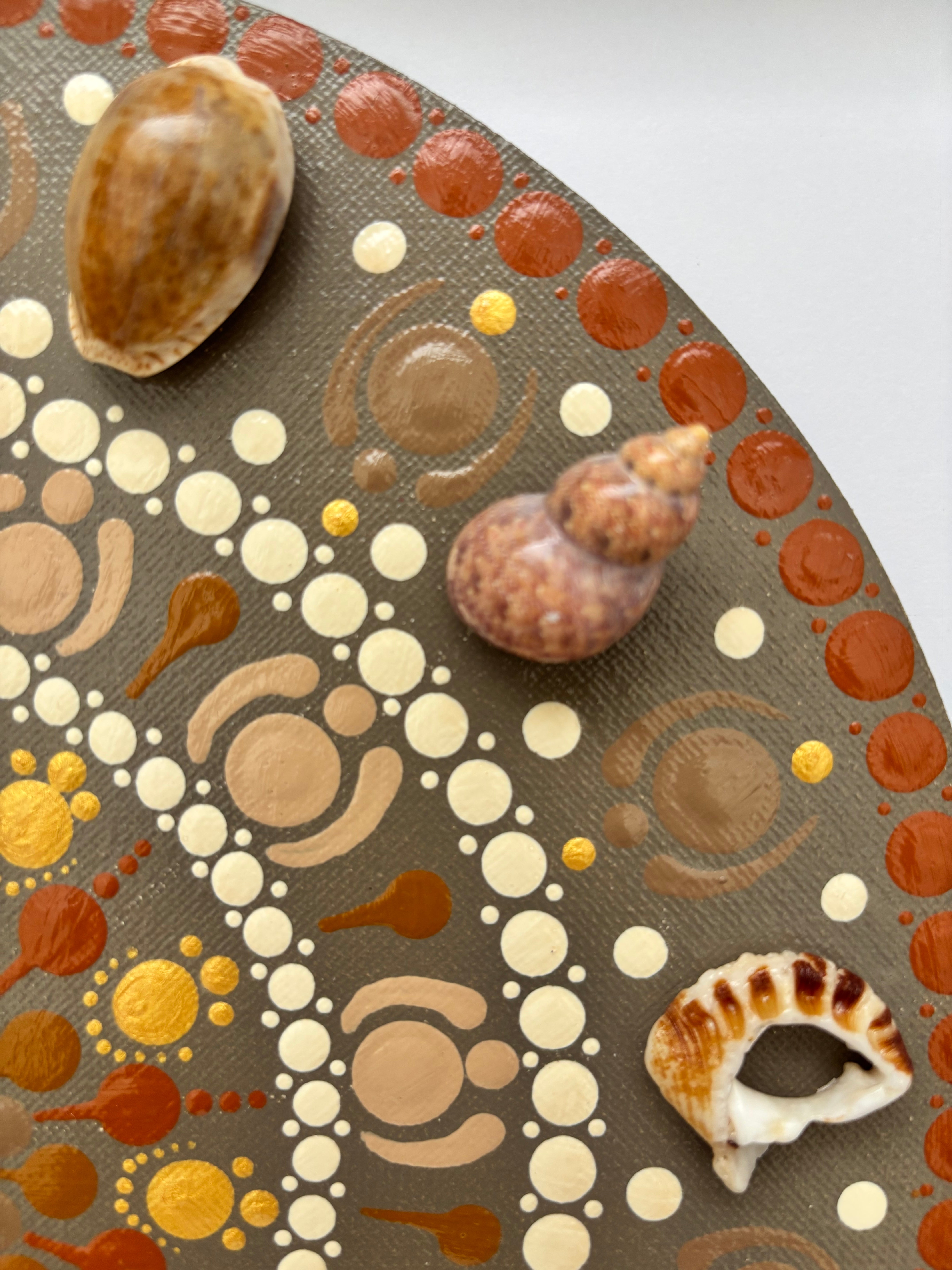 Sea Shells by the Seashore Acrylic Hand-dotted Mandala