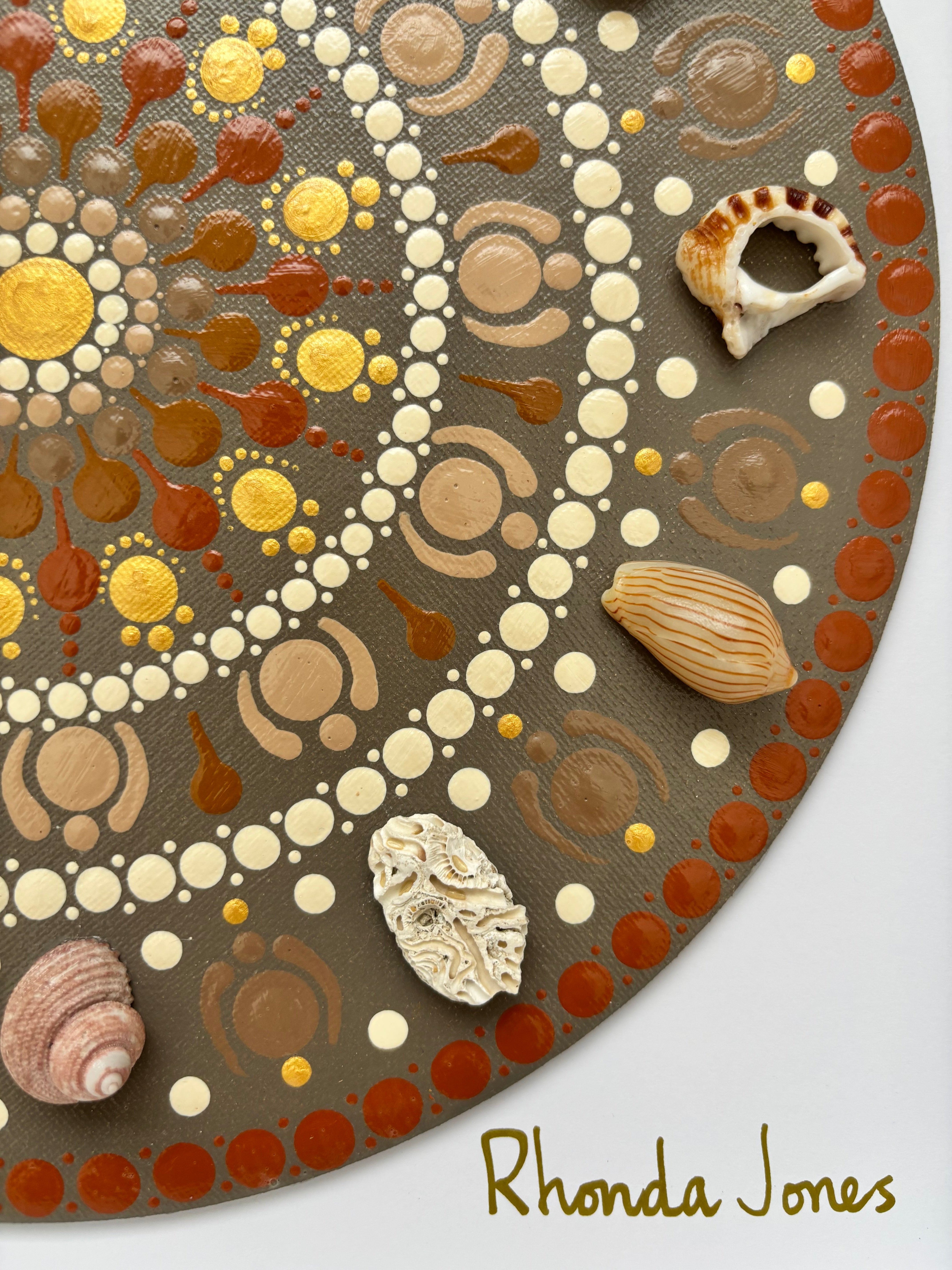 Sea Shells by the Seashore Acrylic Hand-dotted Mandala