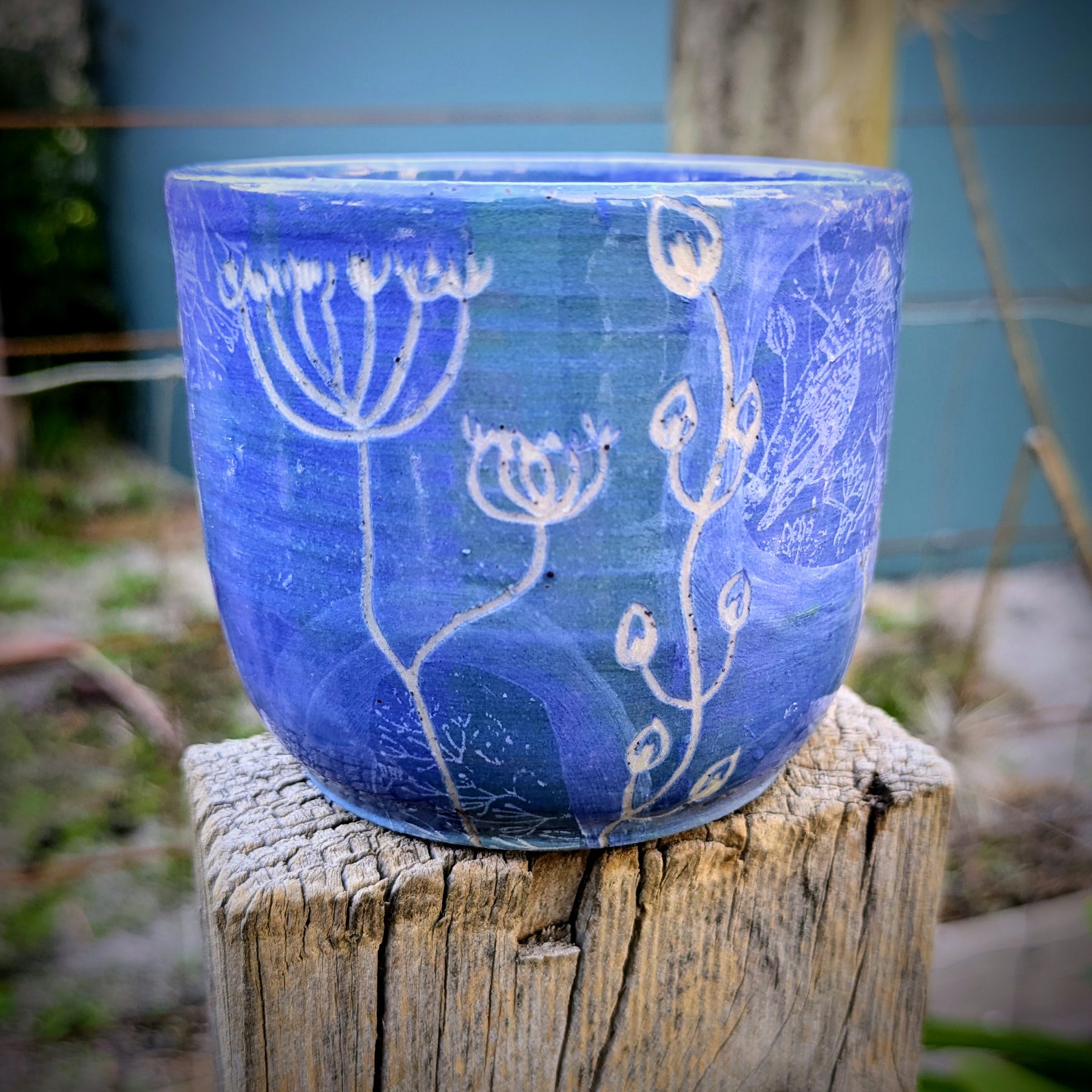 Birds In The Garden Blue cup