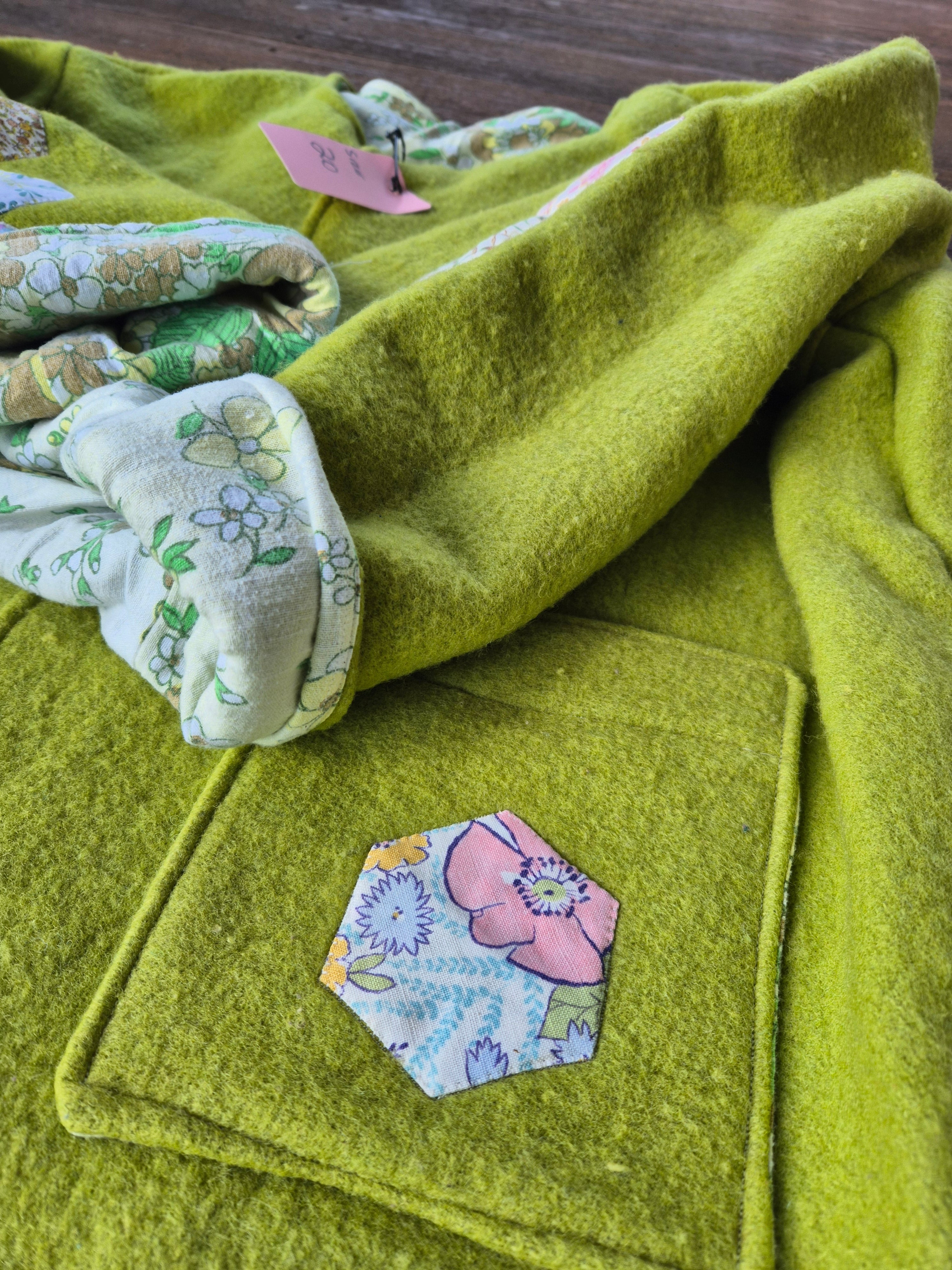 Upcycled woollen blanket jacket size 20