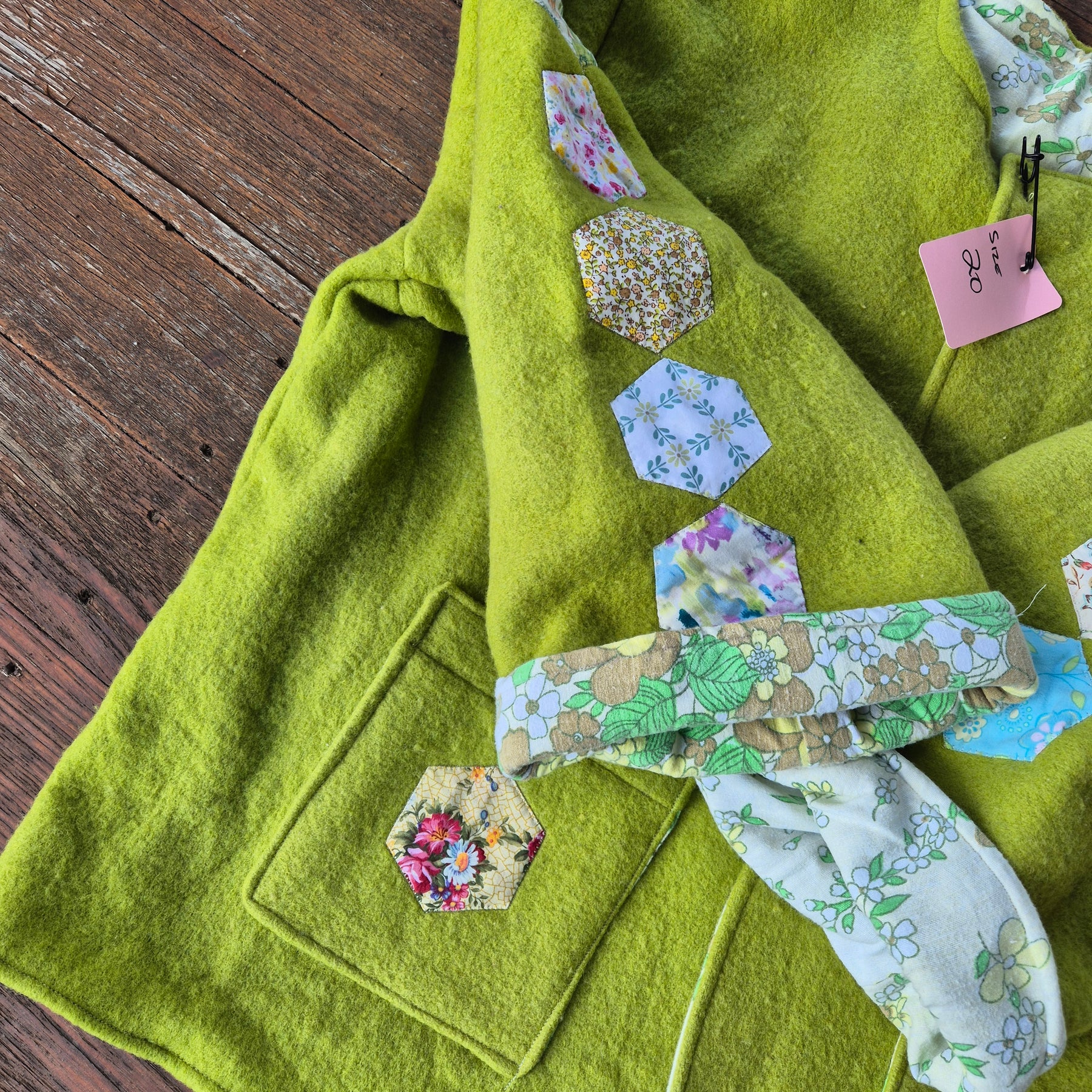 Upcycled woollen blanket jacket size 20