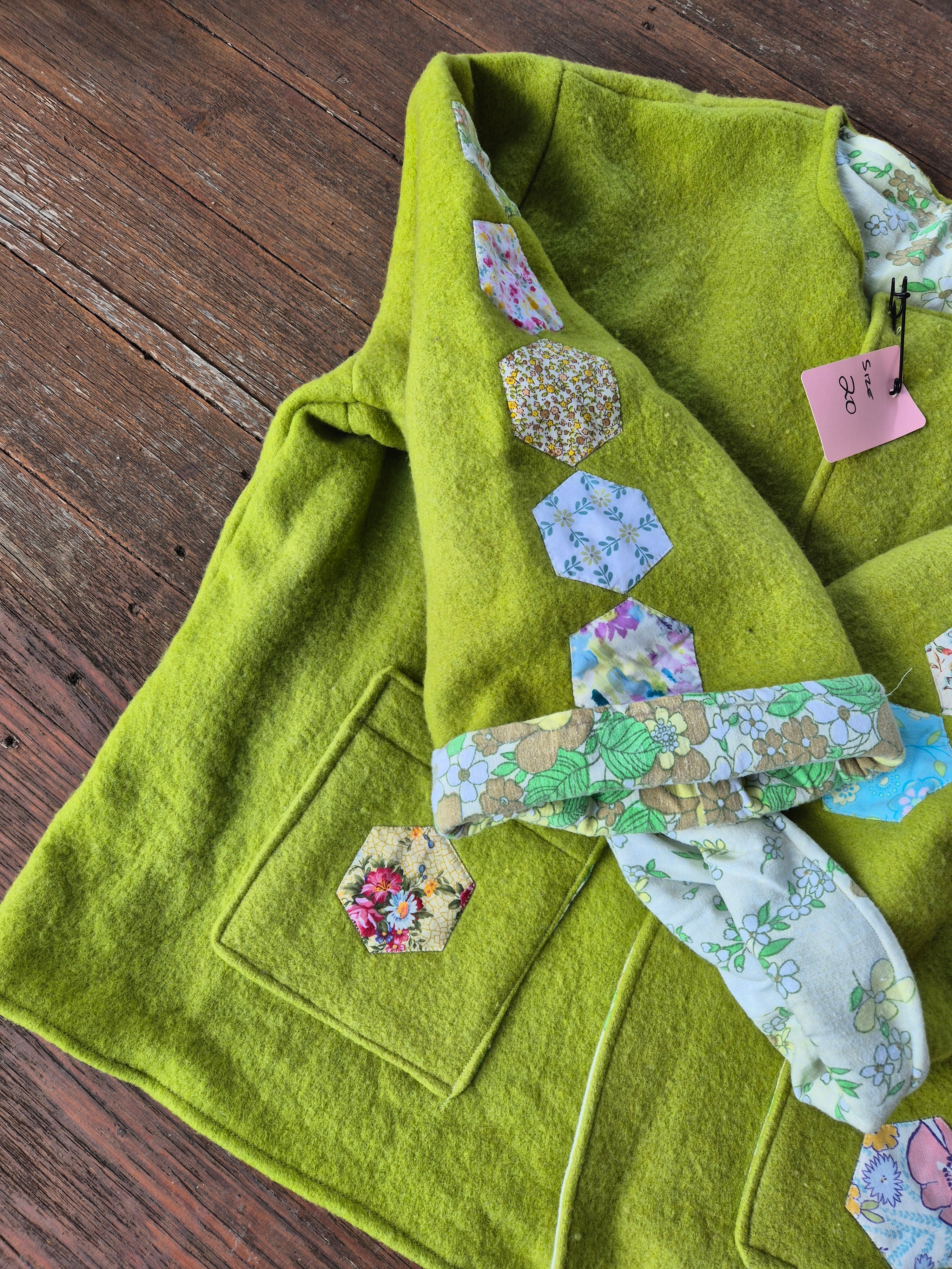 Upcycled woollen blanket jacket size 20