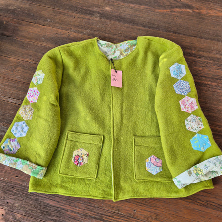 Upcycled woollen blanket jacket size 20