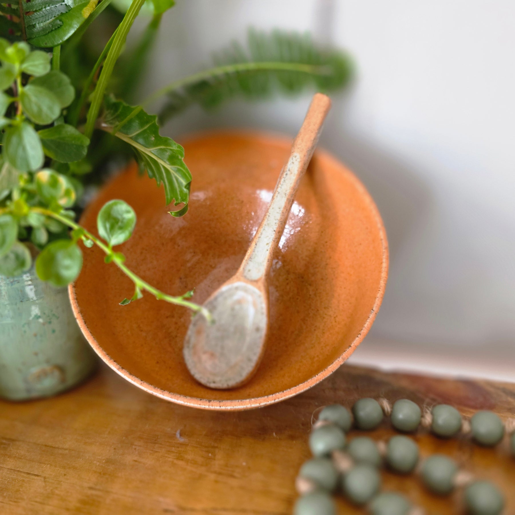 Orange Mixing Bowl and Spoon