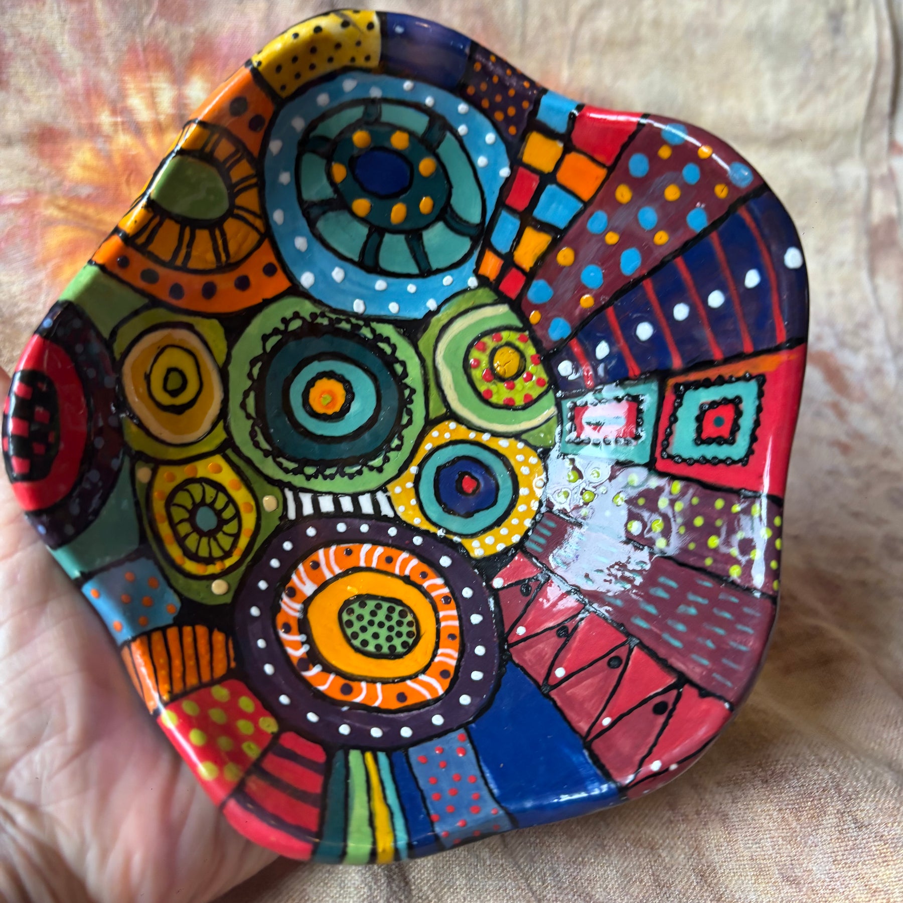 Handmade colourful scalloped Bowl
