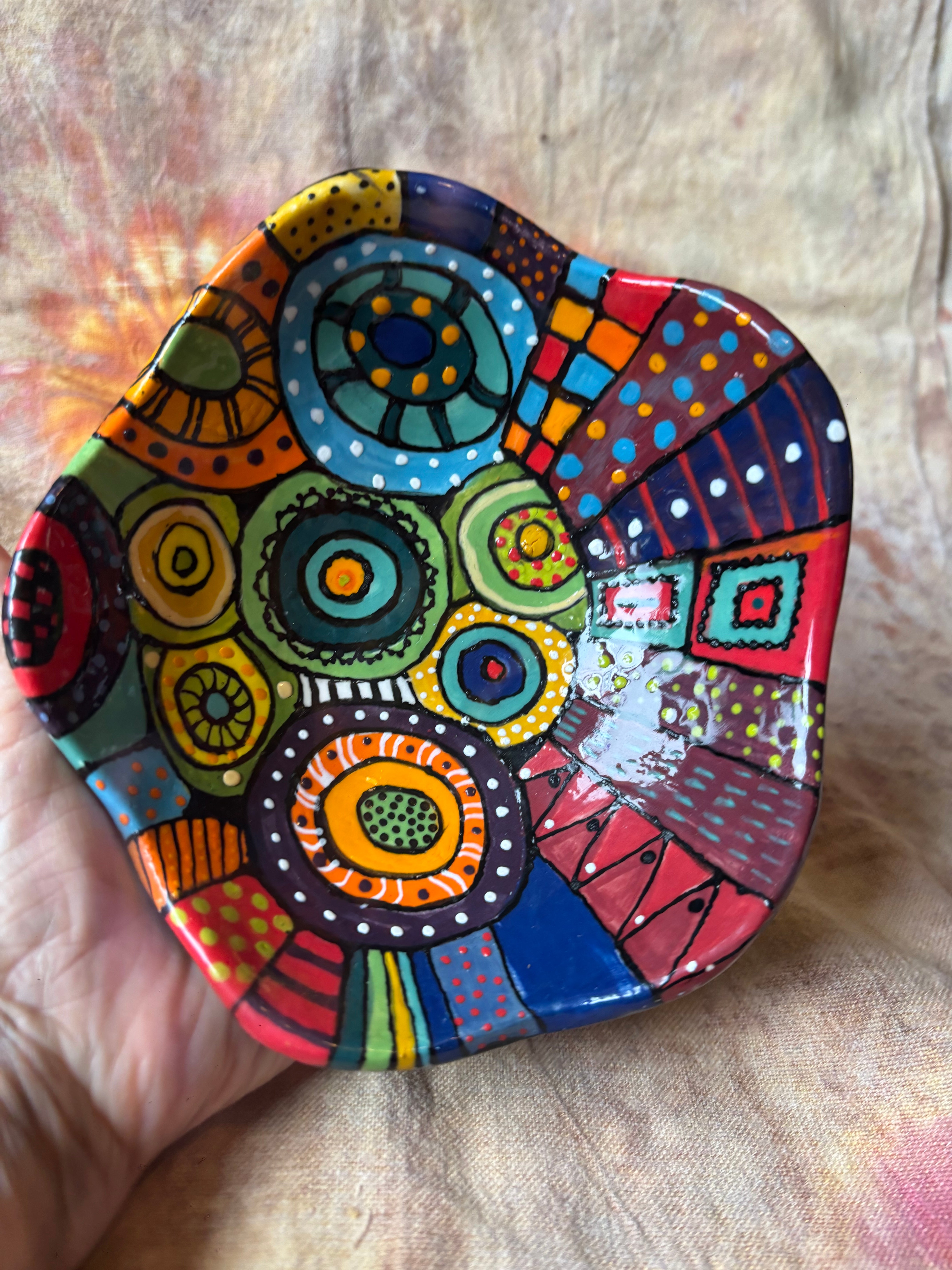 Handmade colourful scalloped Bowl