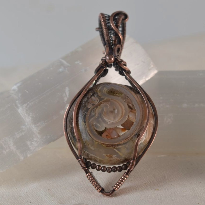 Forgotten Sea's - Natural Fossil Pendant in Antiqued Copper
