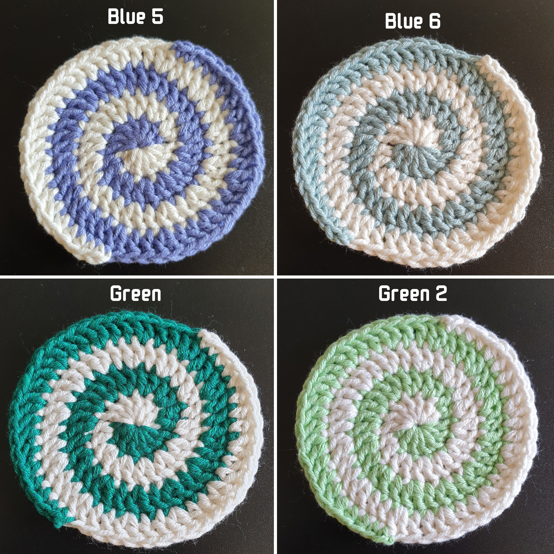 Hand Crochet Colourful Thick Square Coaster : Two Sided ,  Double Sided