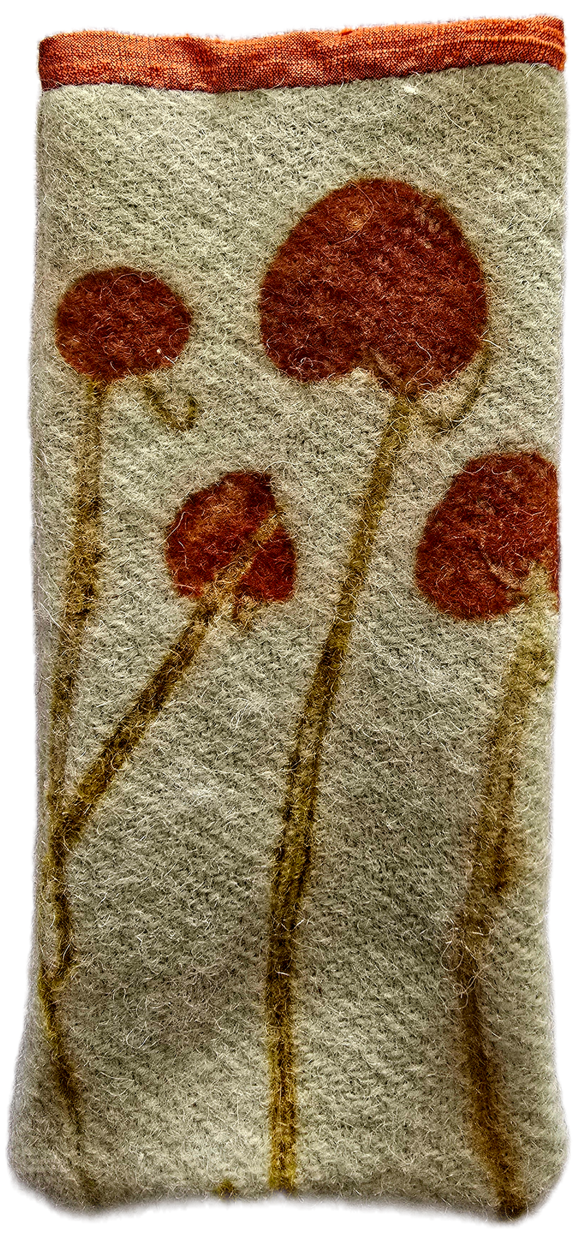 Handmade Eco Printed Wool & Silk Glasses Case – Botanical Leaf Print