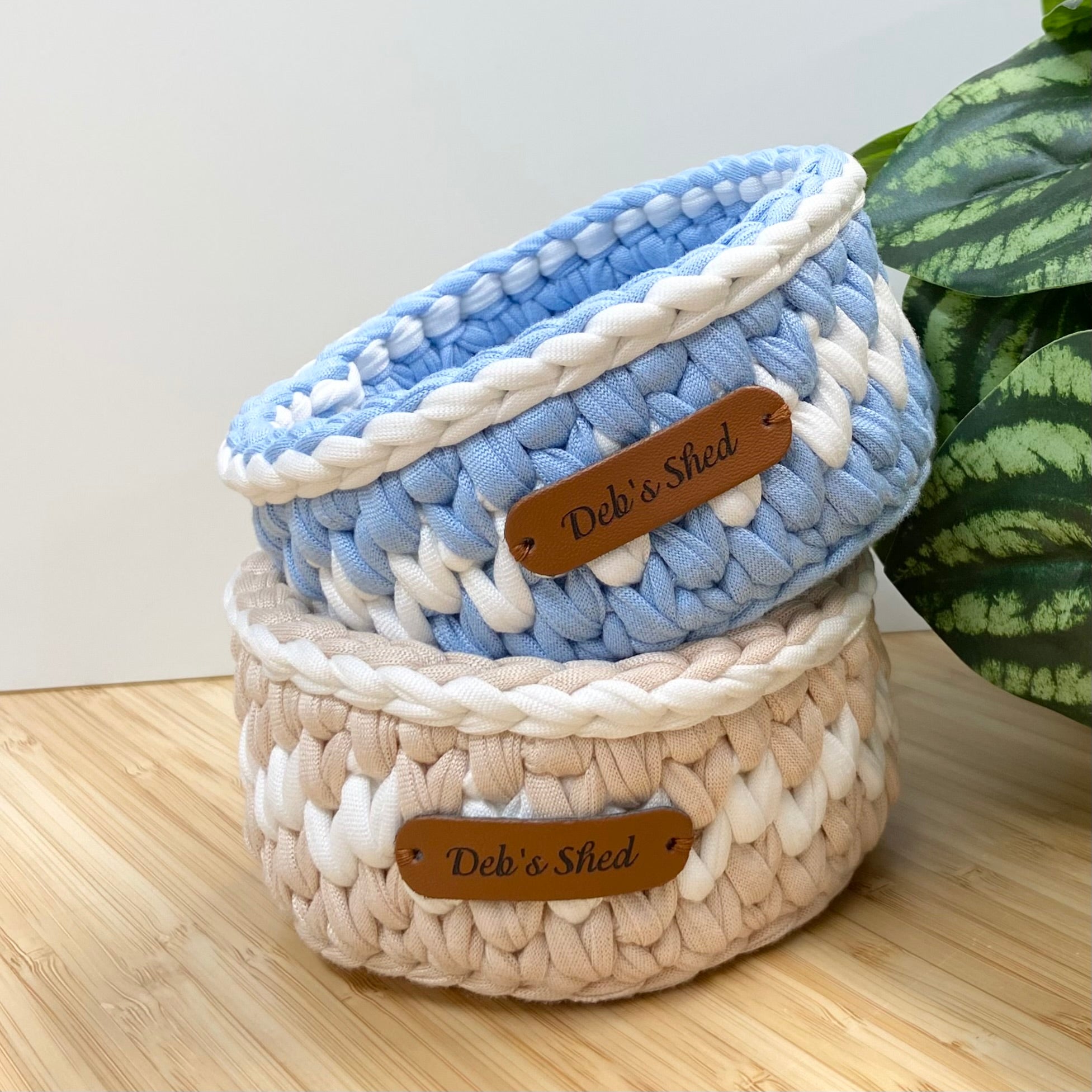 Crochet Basket - Round - 2 Tone