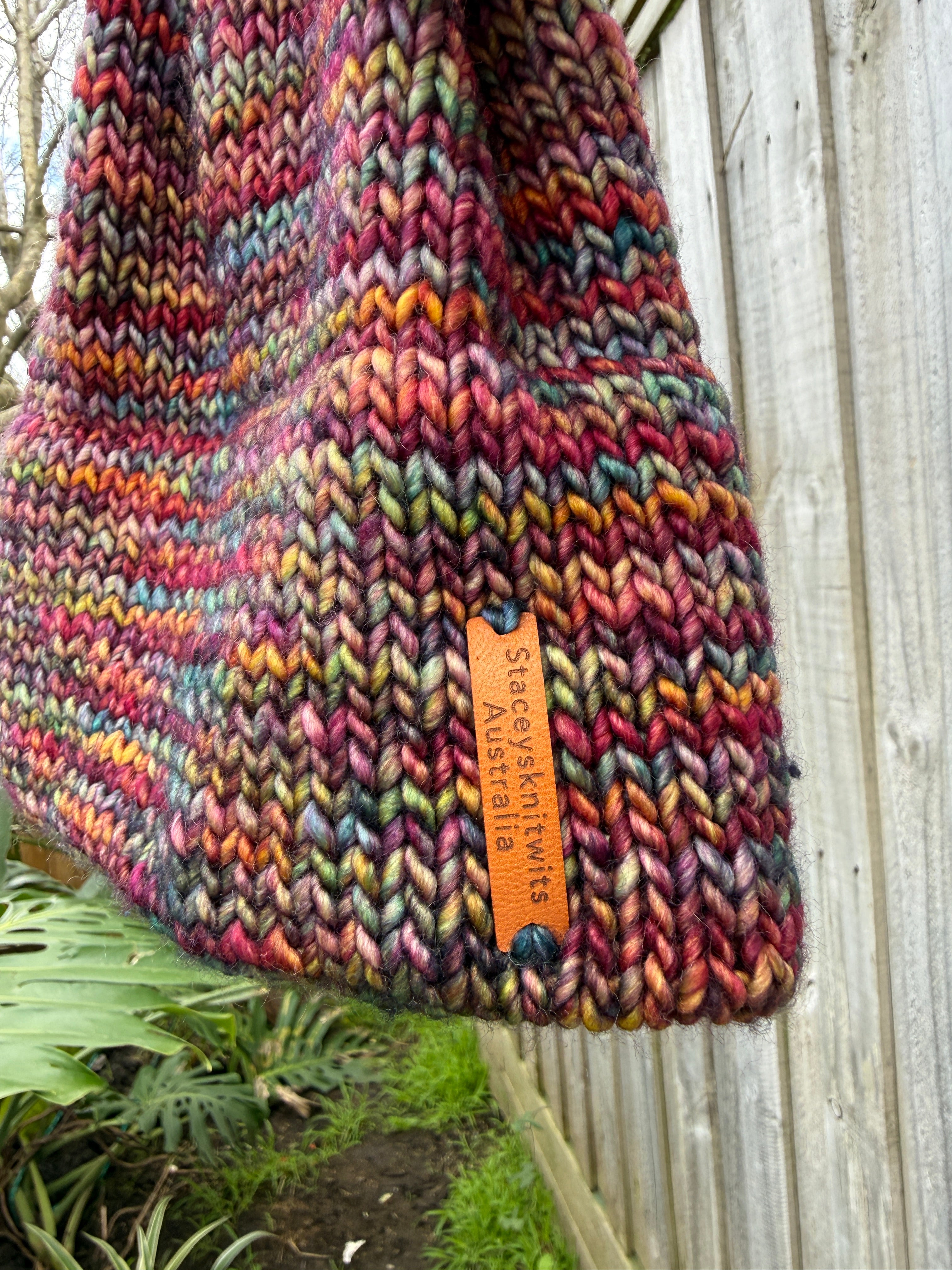 Hand Knitted Merino Beanie, Colorful unisex beanie