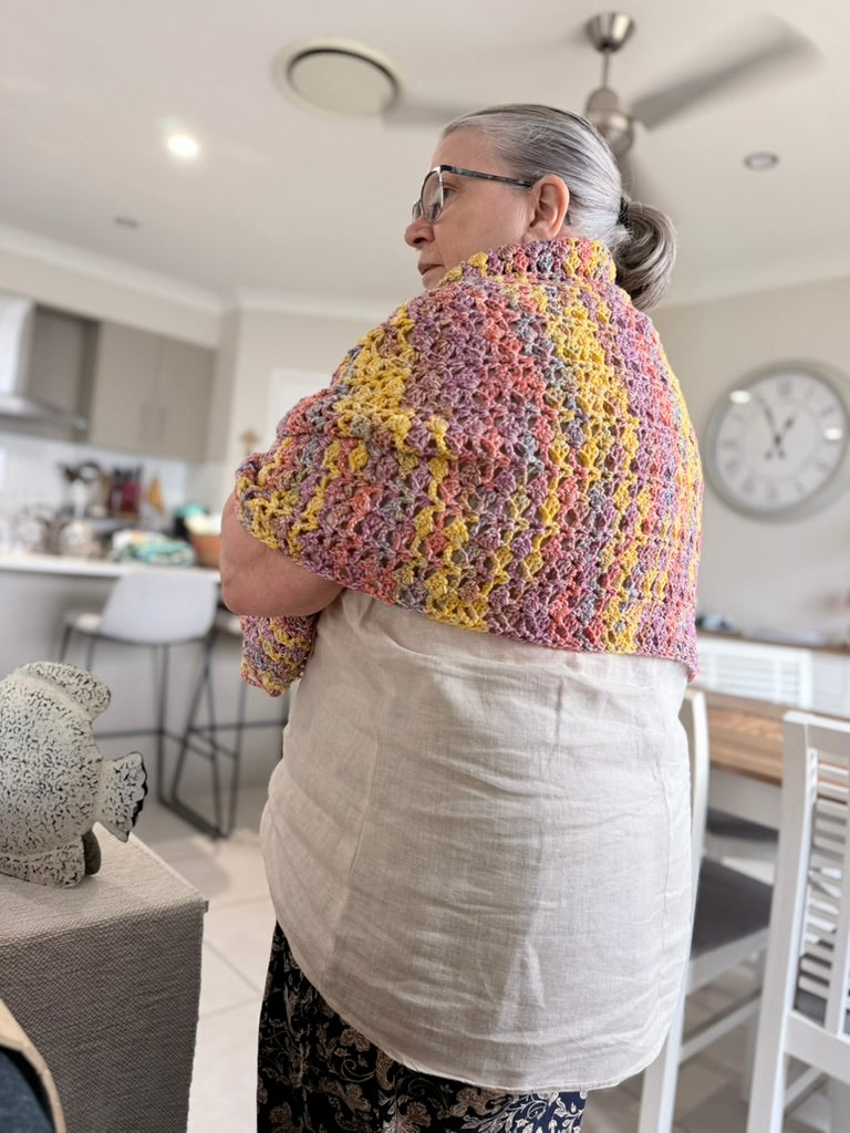 #127 Wrapped in Love Ladies Crocheted shawl