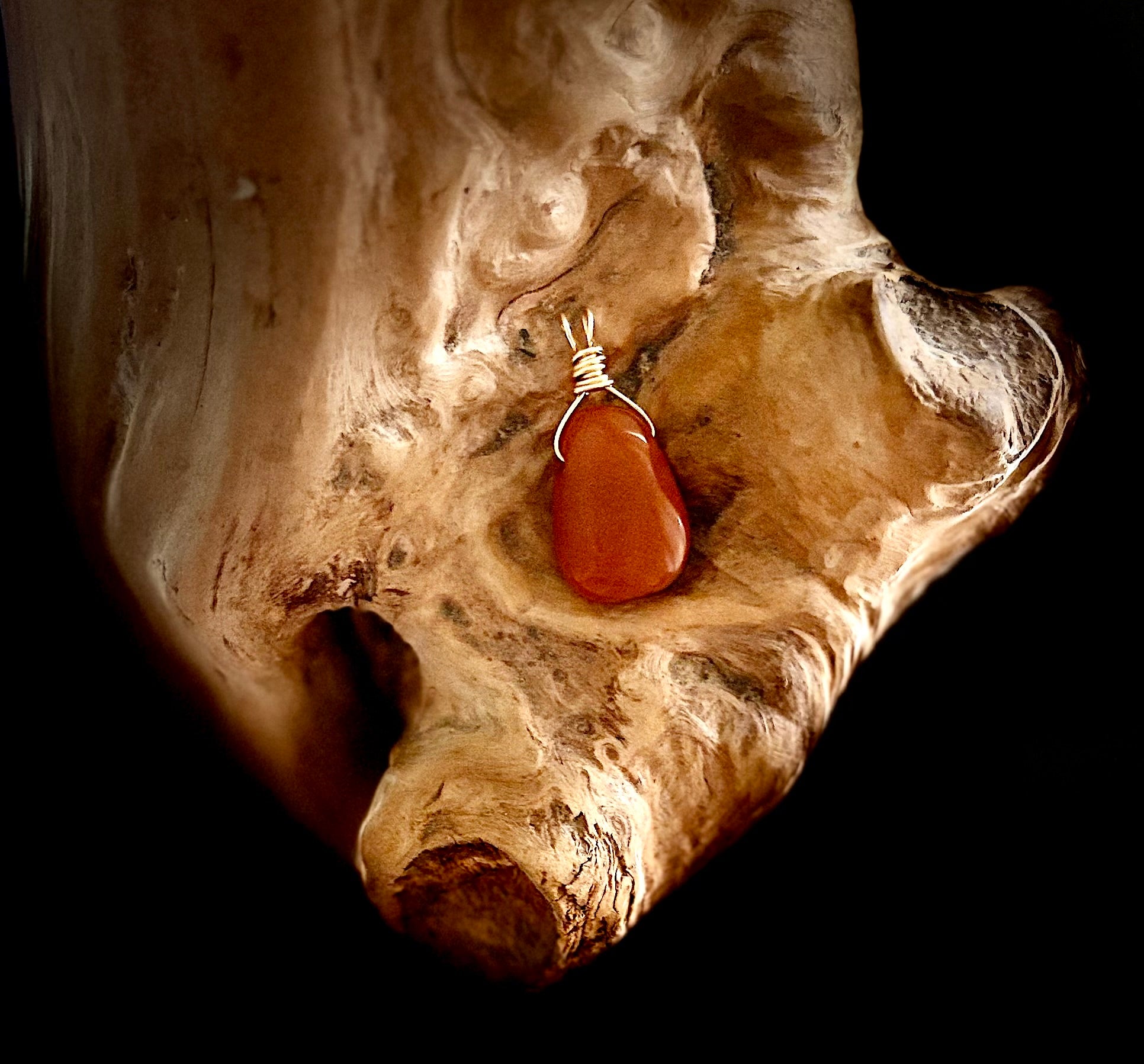 Gold Red Aventurine Droplet Pendant