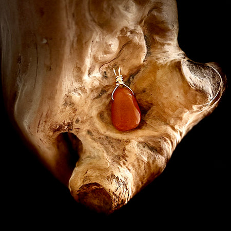 Gold Red Aventurine Droplet Pendant