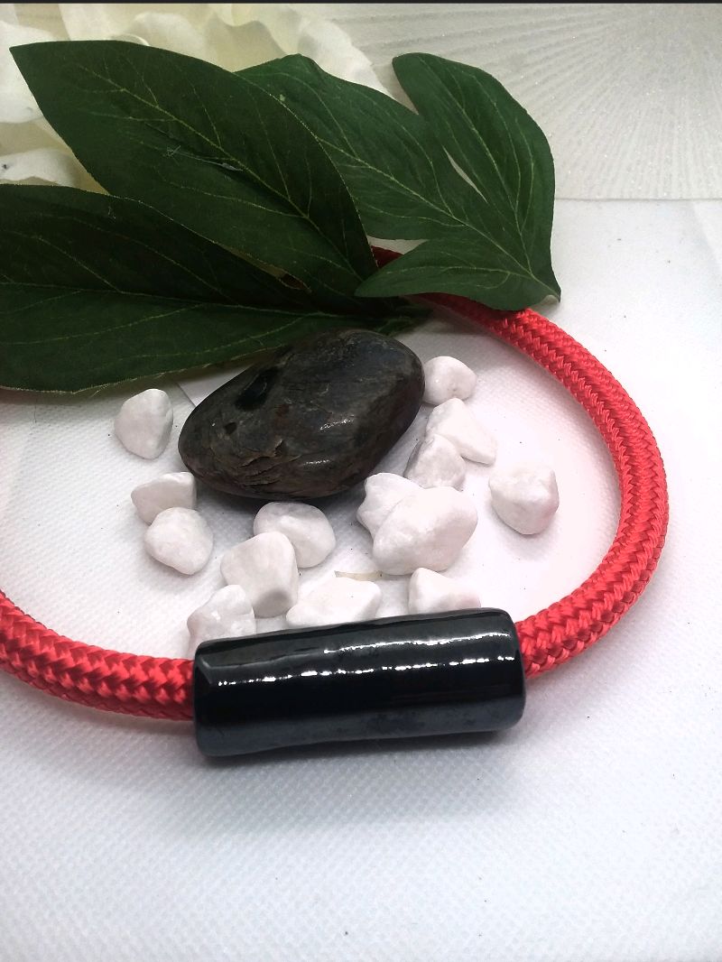 Red and black ceramic necklace