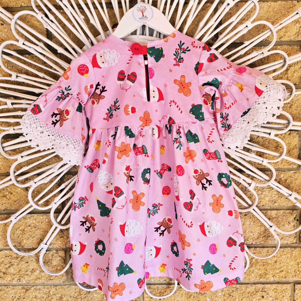 Handmade Pink Girls Christmas Dress | Vintage Lace | Size 3