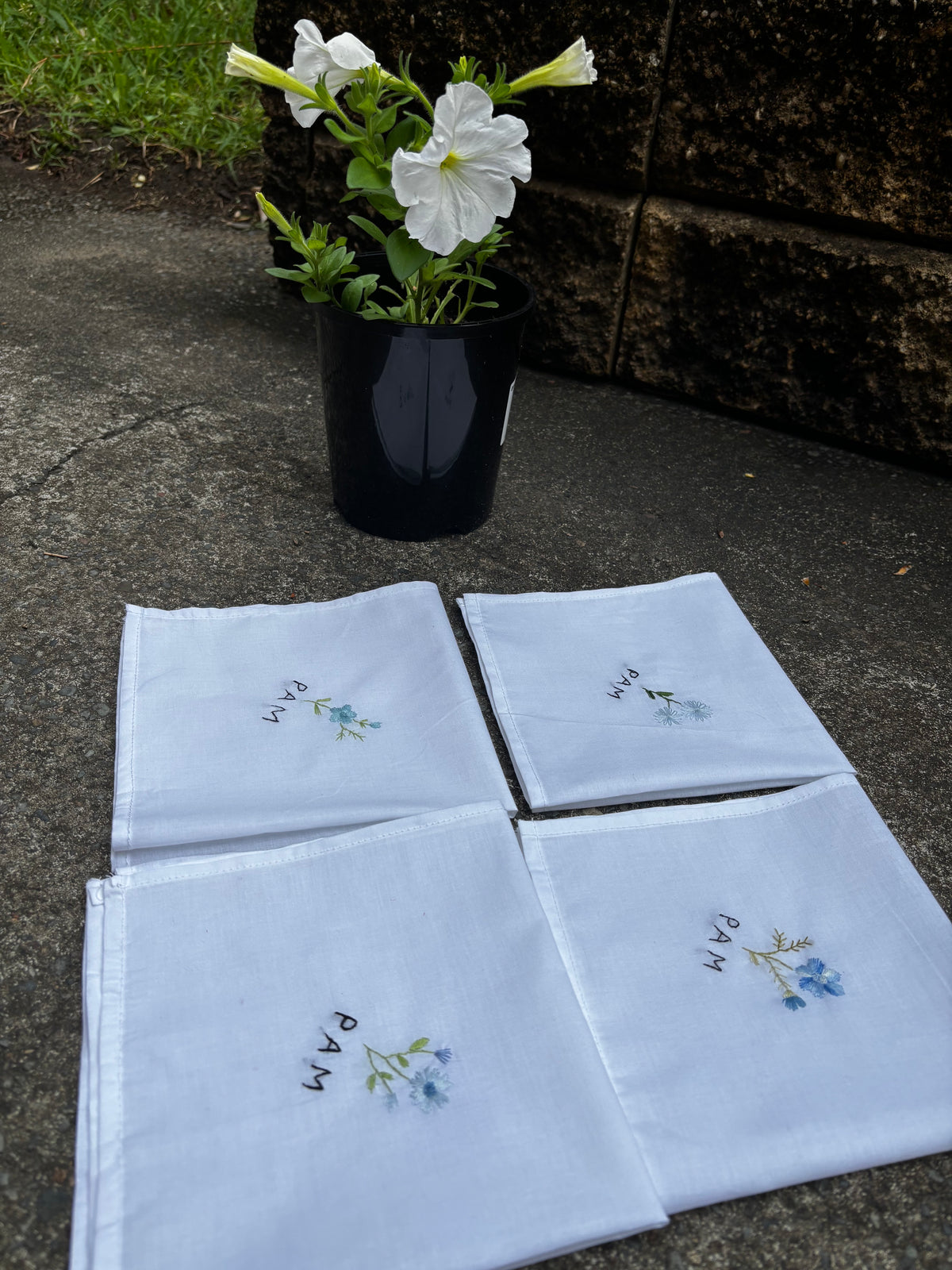 Personalized Hand Embroidered Wedding Handkerchiefs
