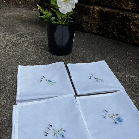 Personalized Hand Embroidered Wedding Handkerchiefs