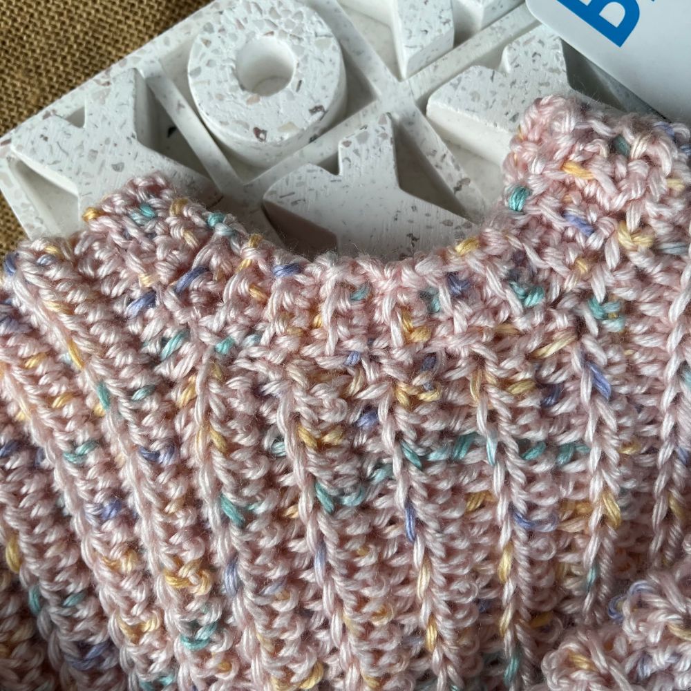 Handmade crochet baby jumper | super soft | pink fleck