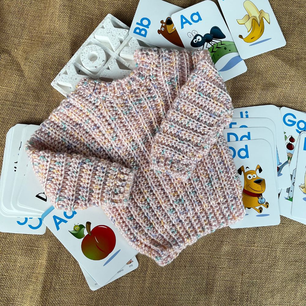 Handmade crochet baby jumper | super soft | pink fleck