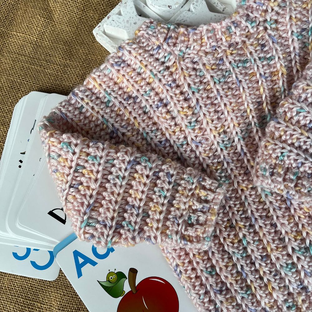 Handmade crochet baby jumper | super soft | pink fleck