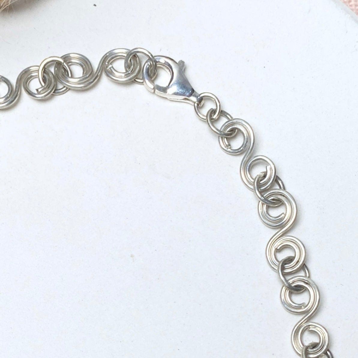 NEW Looping Silver bracelet with natural Moonstone  | Sterling silver | Faceted Moonstone beads | Birthstone-inspired jewellery