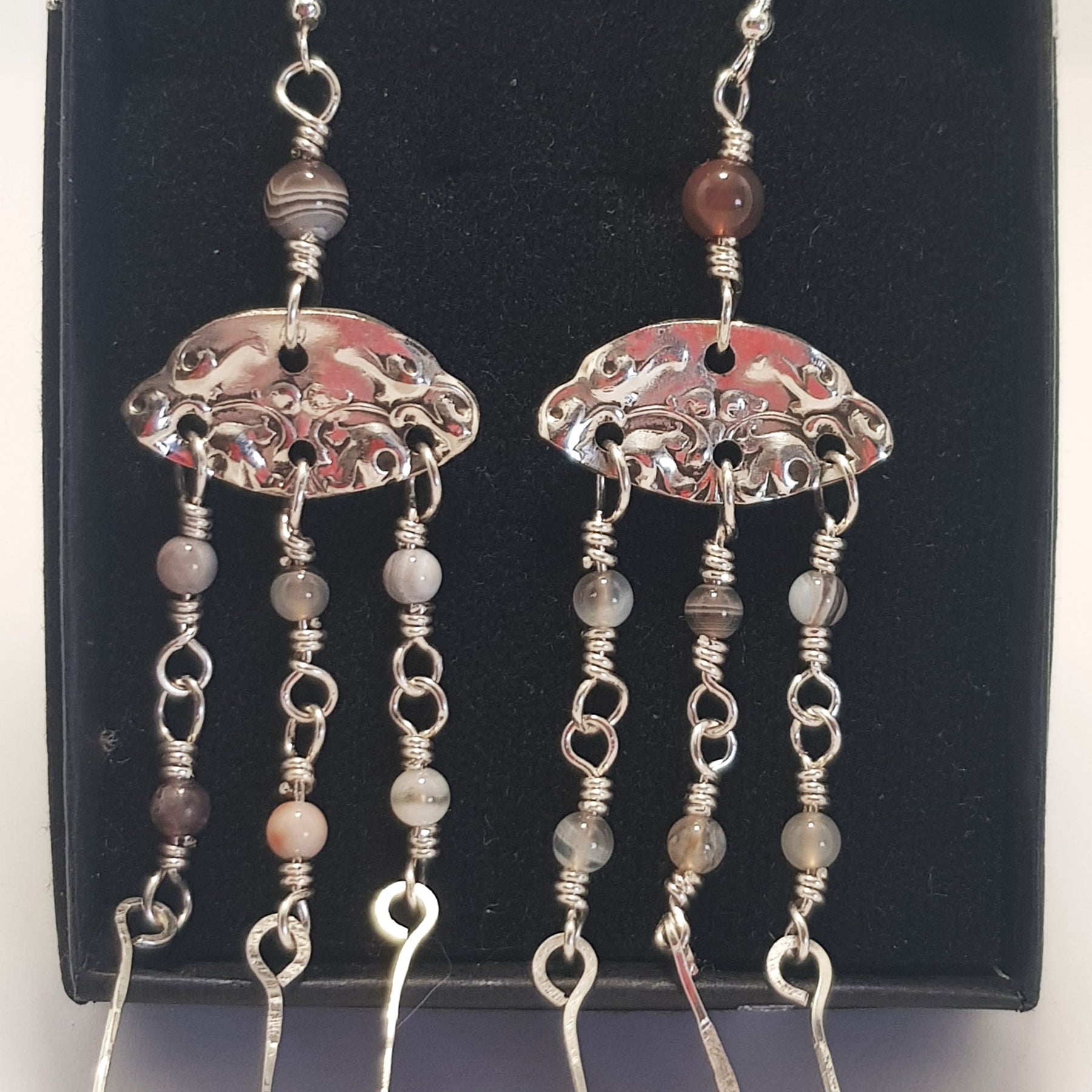 Jellyfish earrings with  Botswana Agate stone beads #692 AM/E