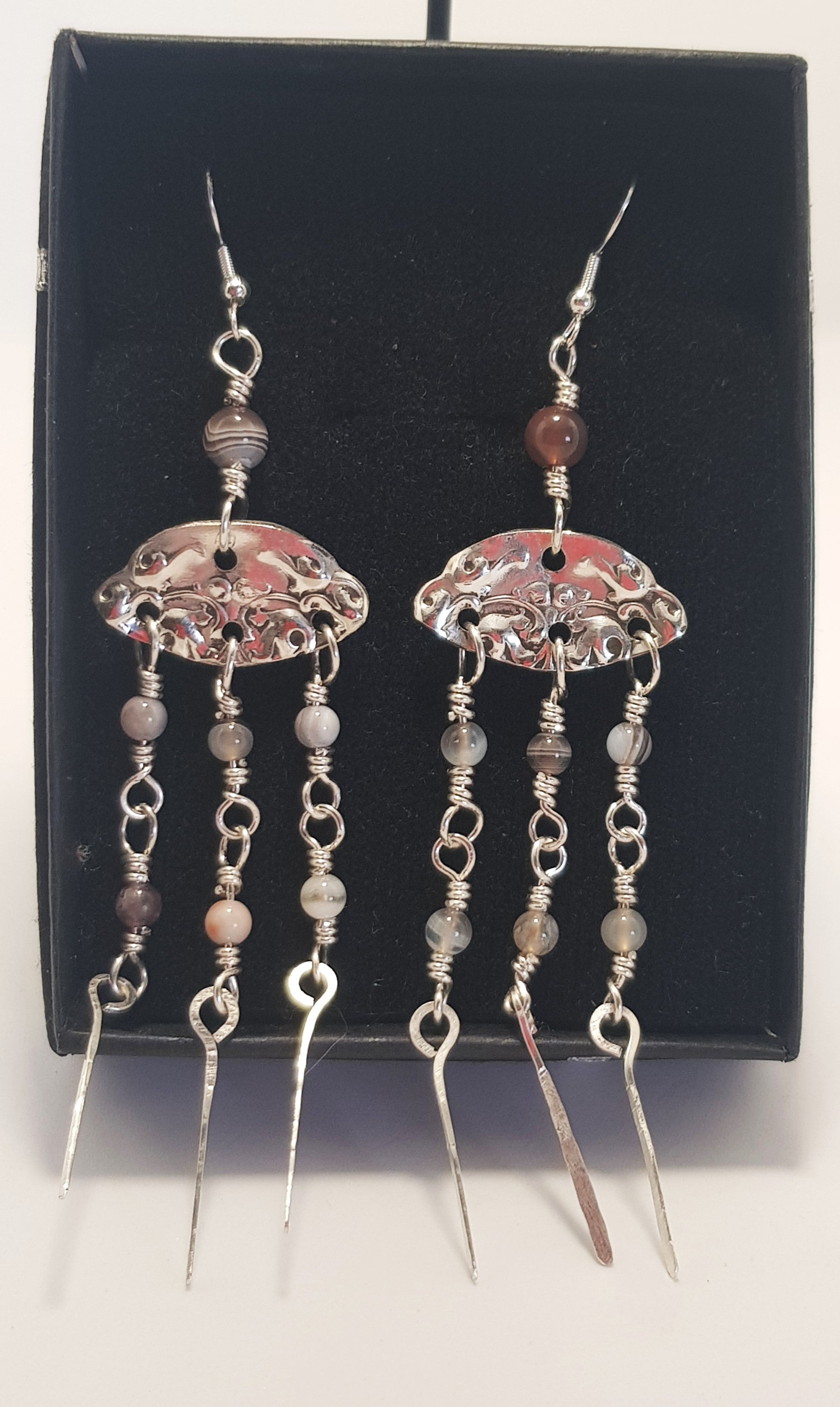 Jellyfish earrings with  Botswana Agate stone beads #692 AM/E