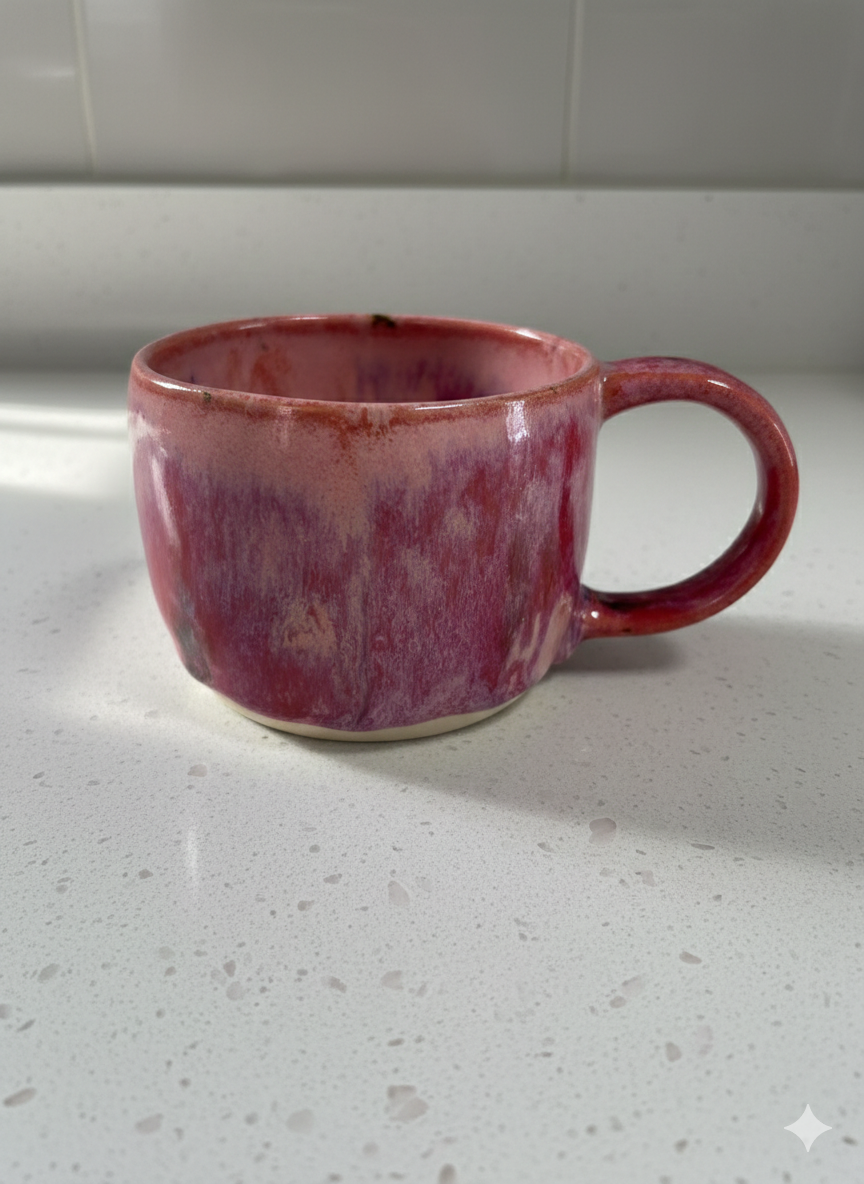 Handmade Ceramic Pink, Drip-Glaze Mug