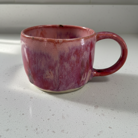 Handmade Ceramic Pink, Drip-Glaze Mug