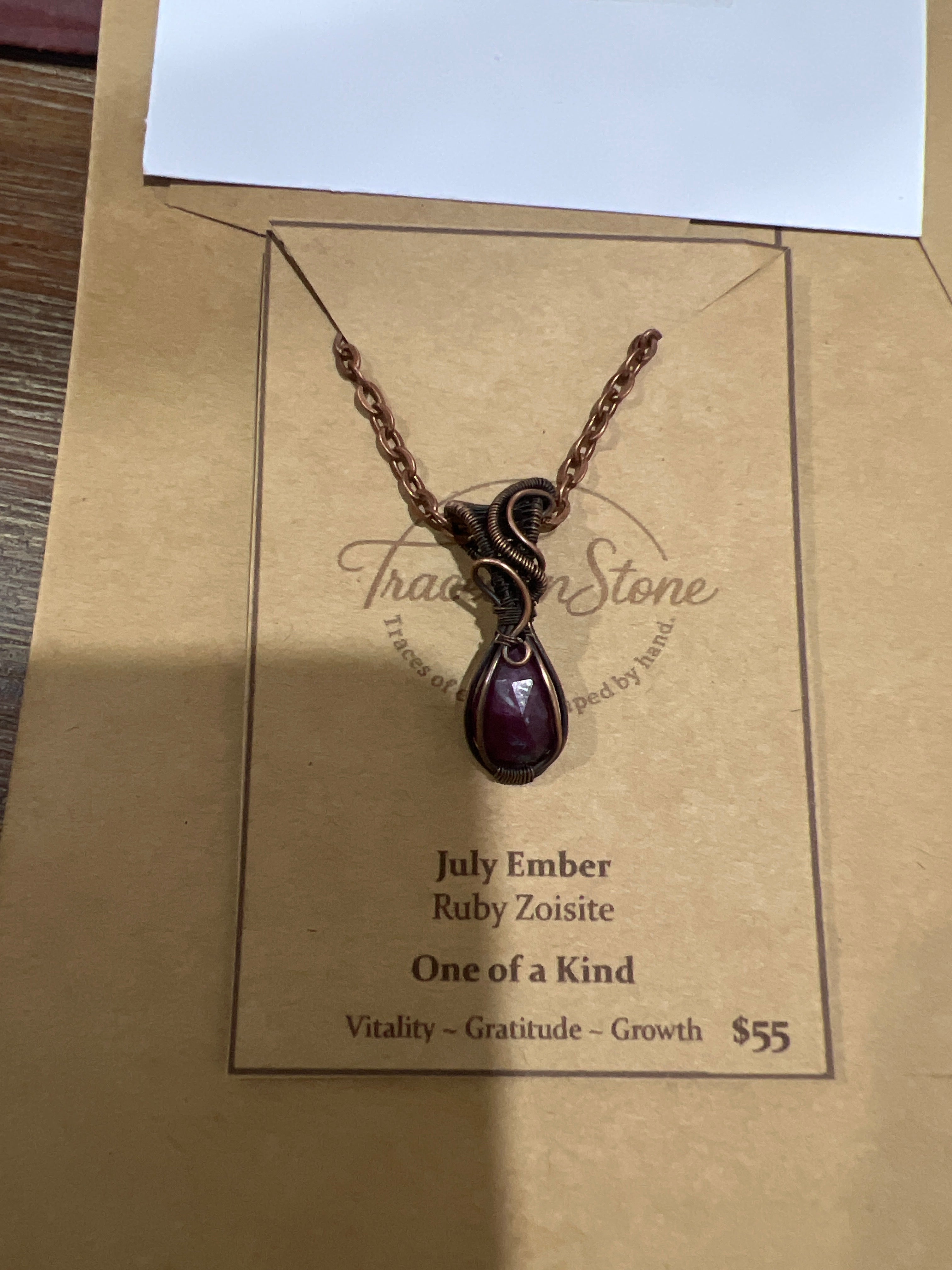 July Ember - Ruby Zoisite Keepsake Pendant